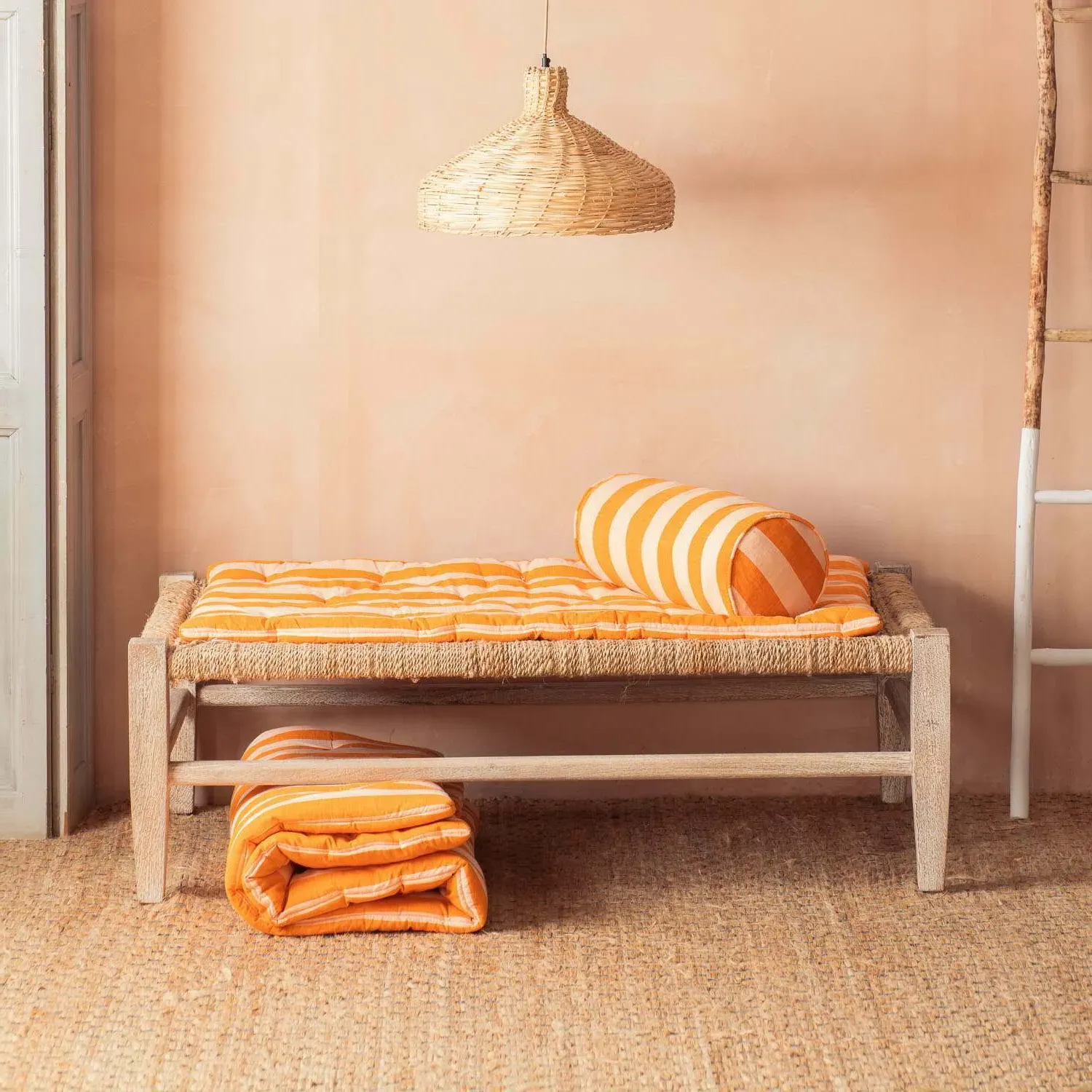 Orange Candy Stripe Small Seat Mat - Cotton