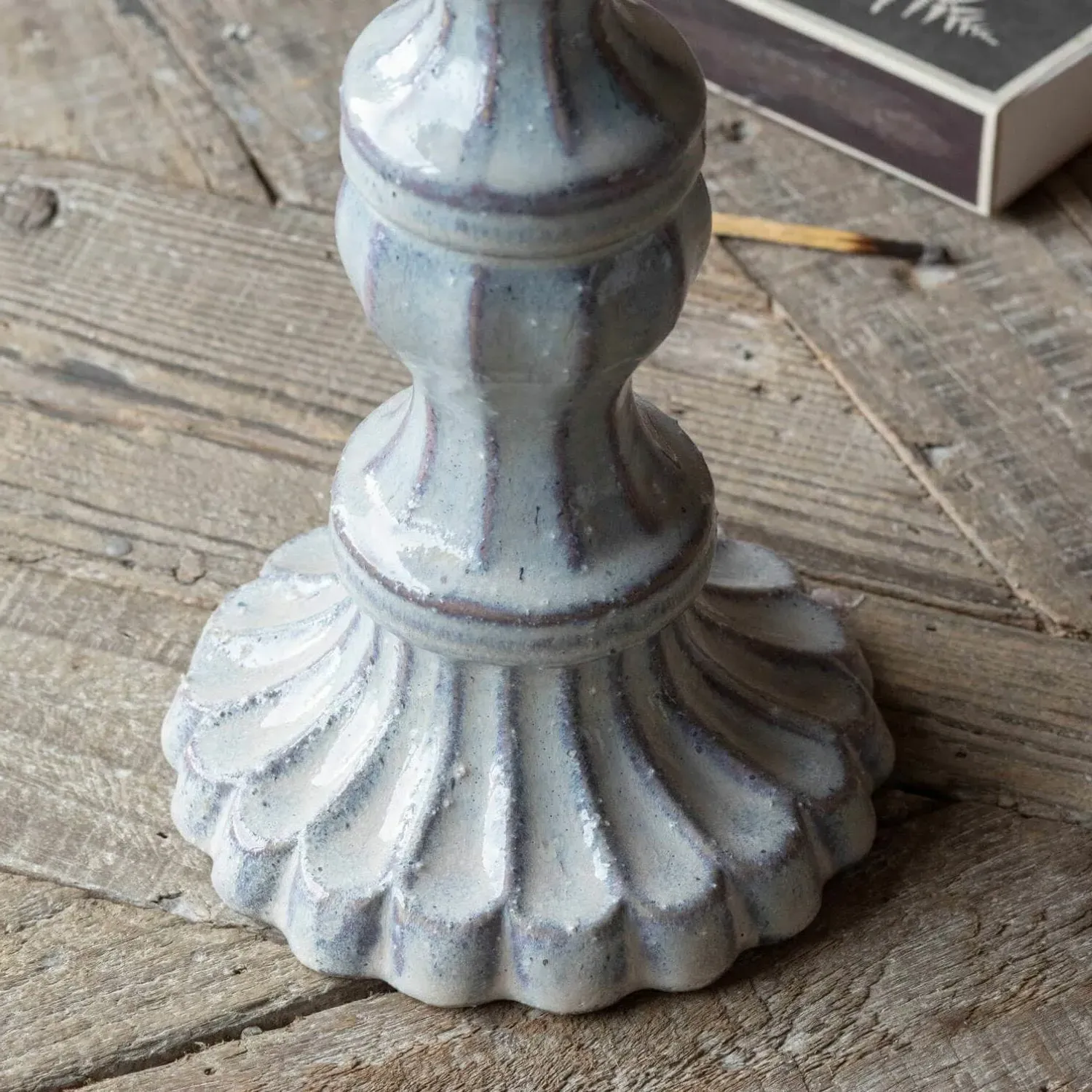Ornate Pillar Candle Holder - White, Porcelain