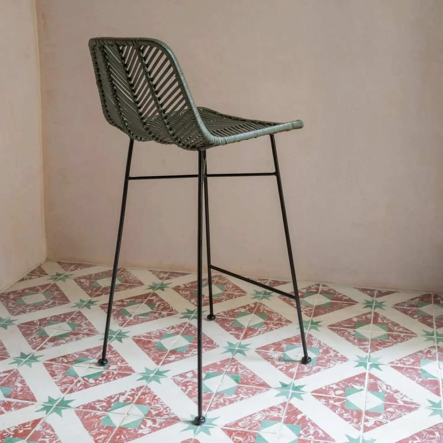 Oslo Counter Stool - Olive Green, Rattan