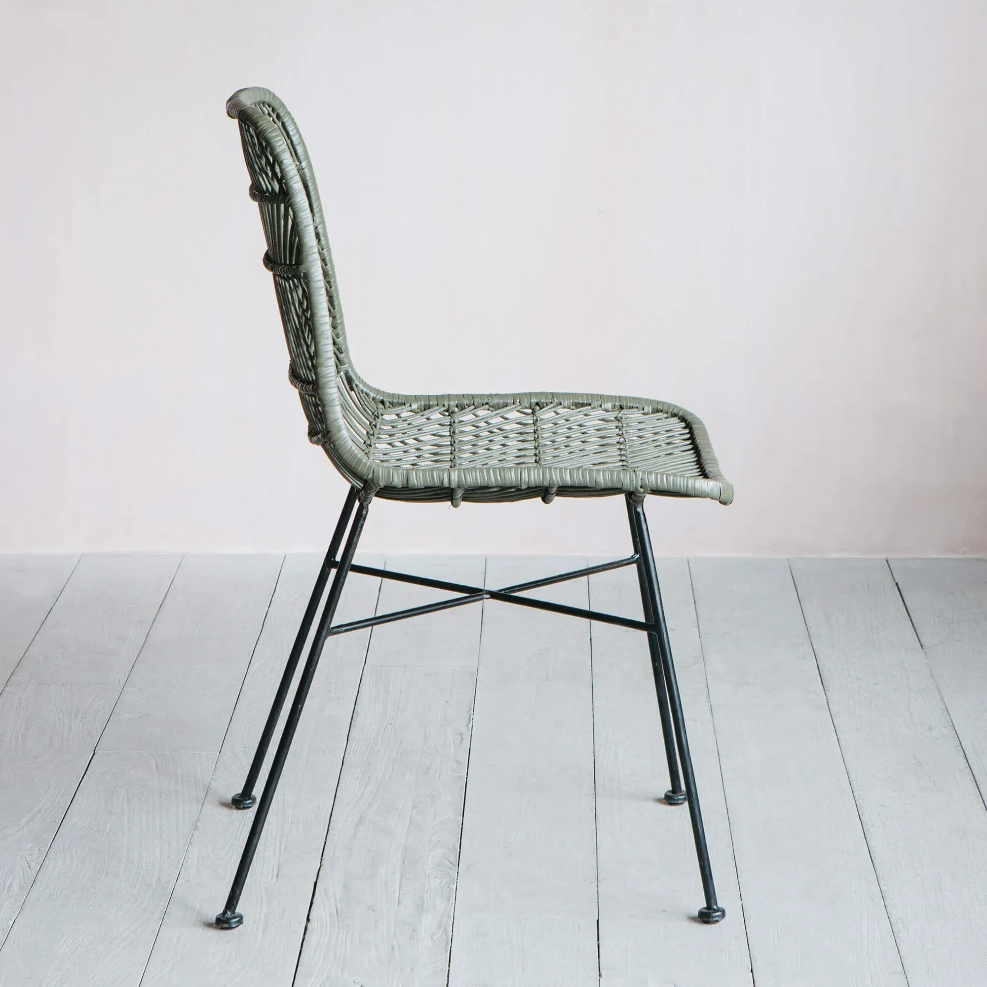Oslo Dining Chair - Olive Green, Rattan