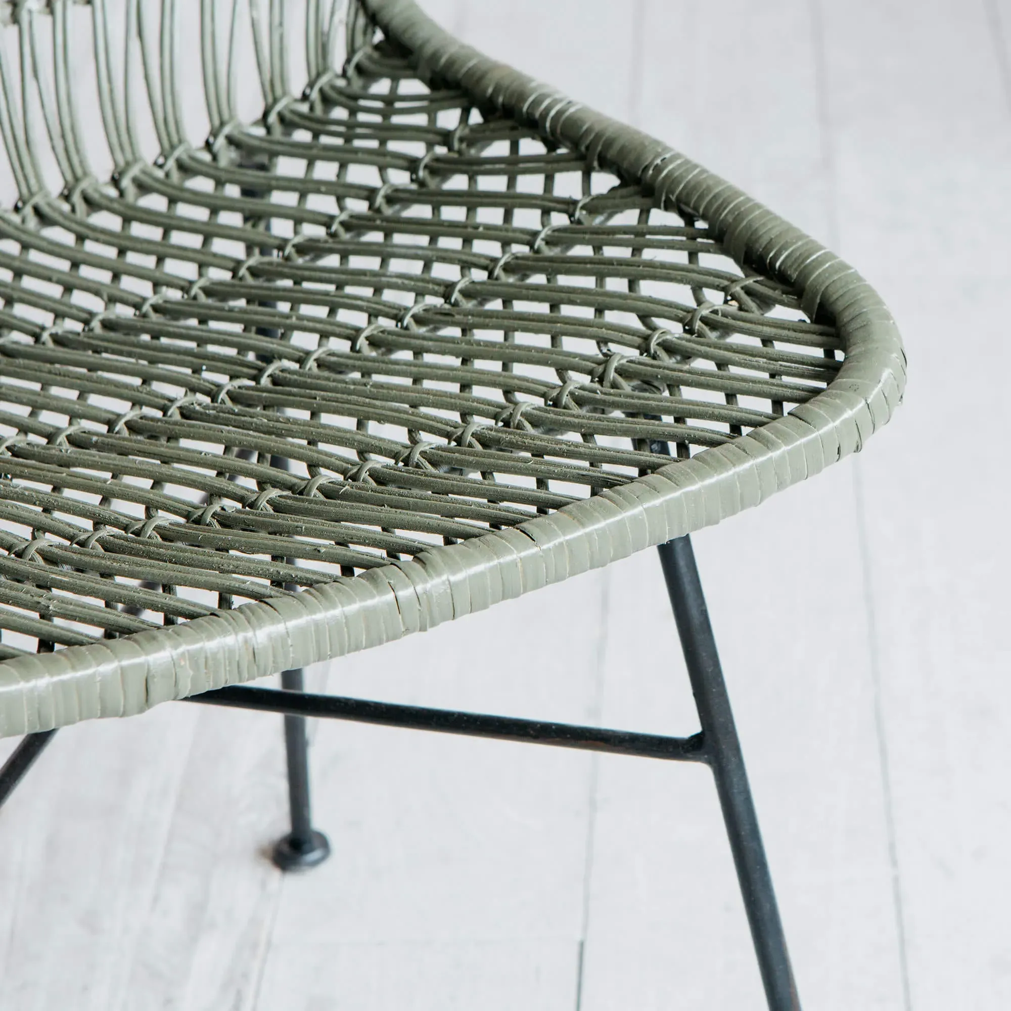 Oslo Dining Chair - Olive Green, Rattan