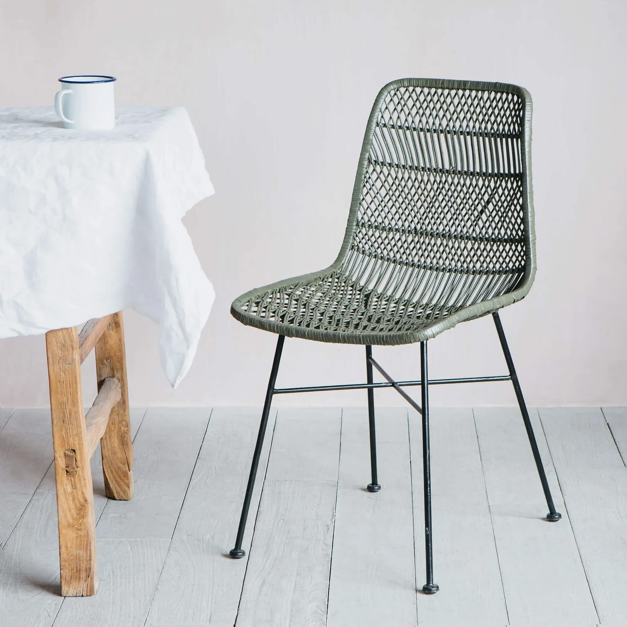 Oslo Dining Chair - Olive Green, Rattan image