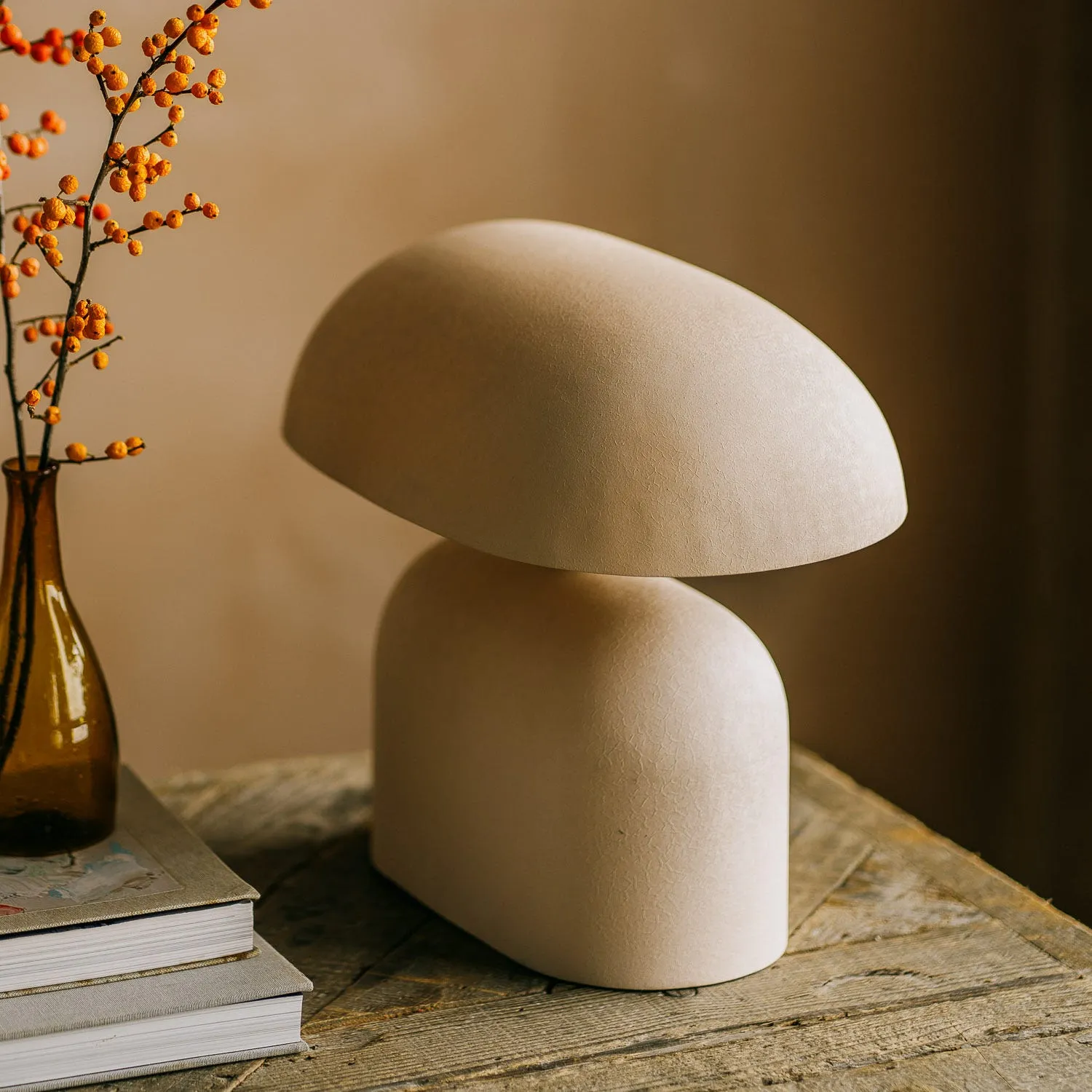 Oval Mushroom Table Lamp - Cream