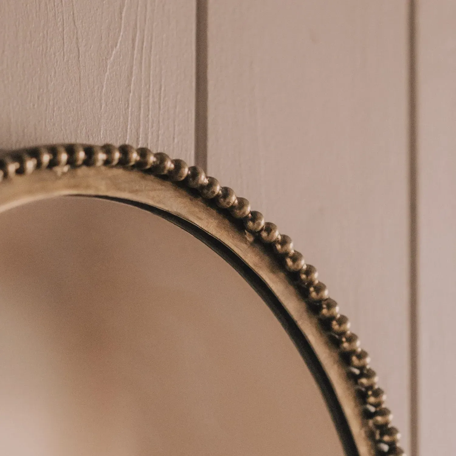 Oval Wall Mirror with Candle Holder - Antiqued Brass