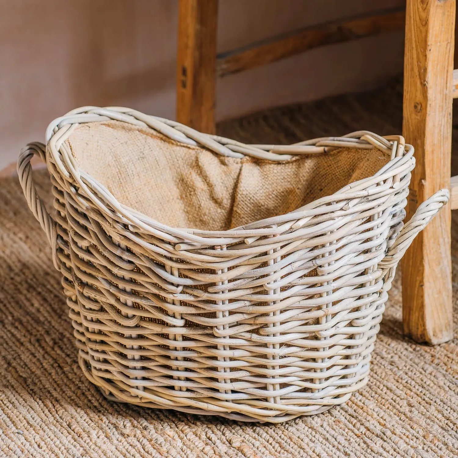 Oval Wicker Basket with Handles - Kubu Rattan