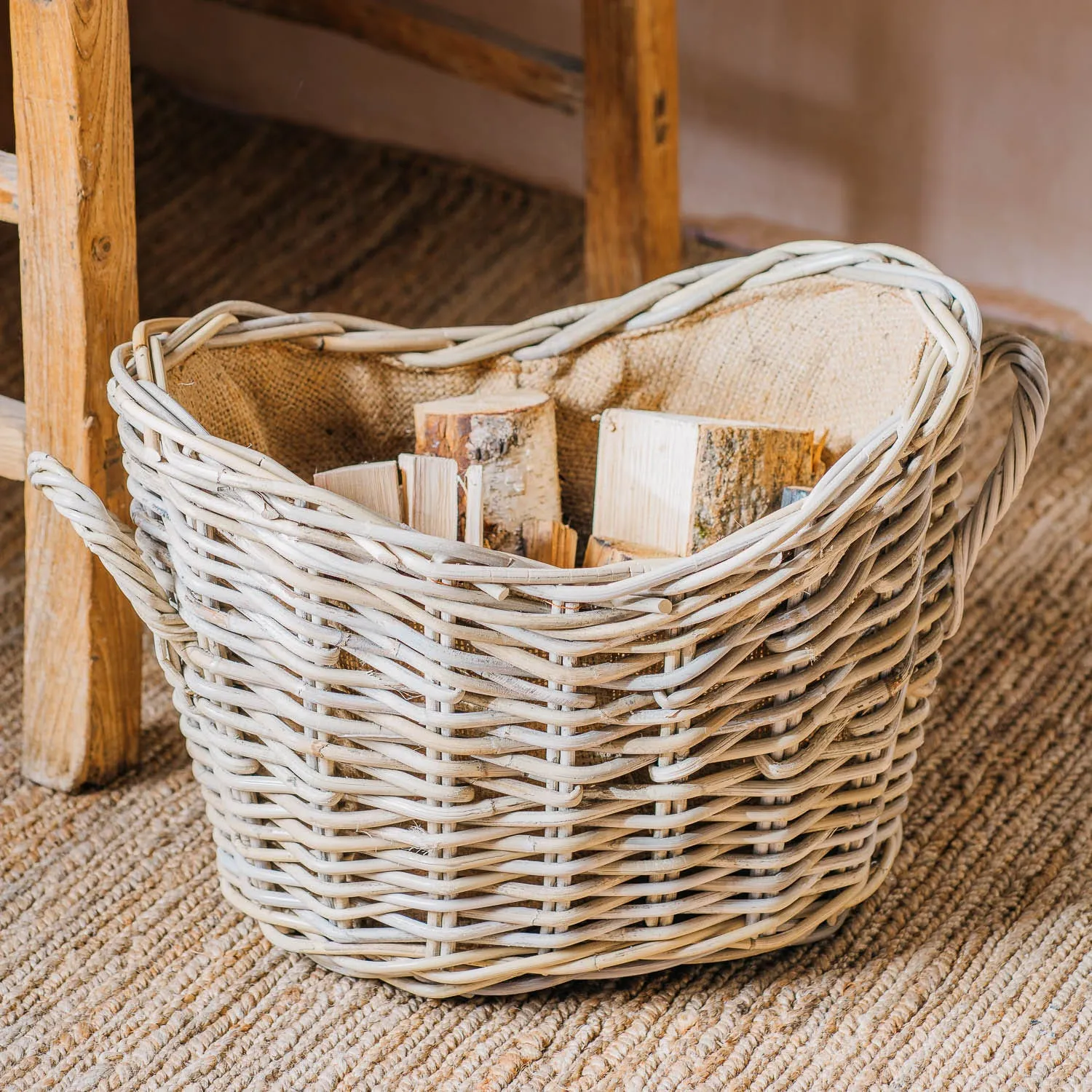 Oval Wicker Basket with Handles - Kubu Rattan image