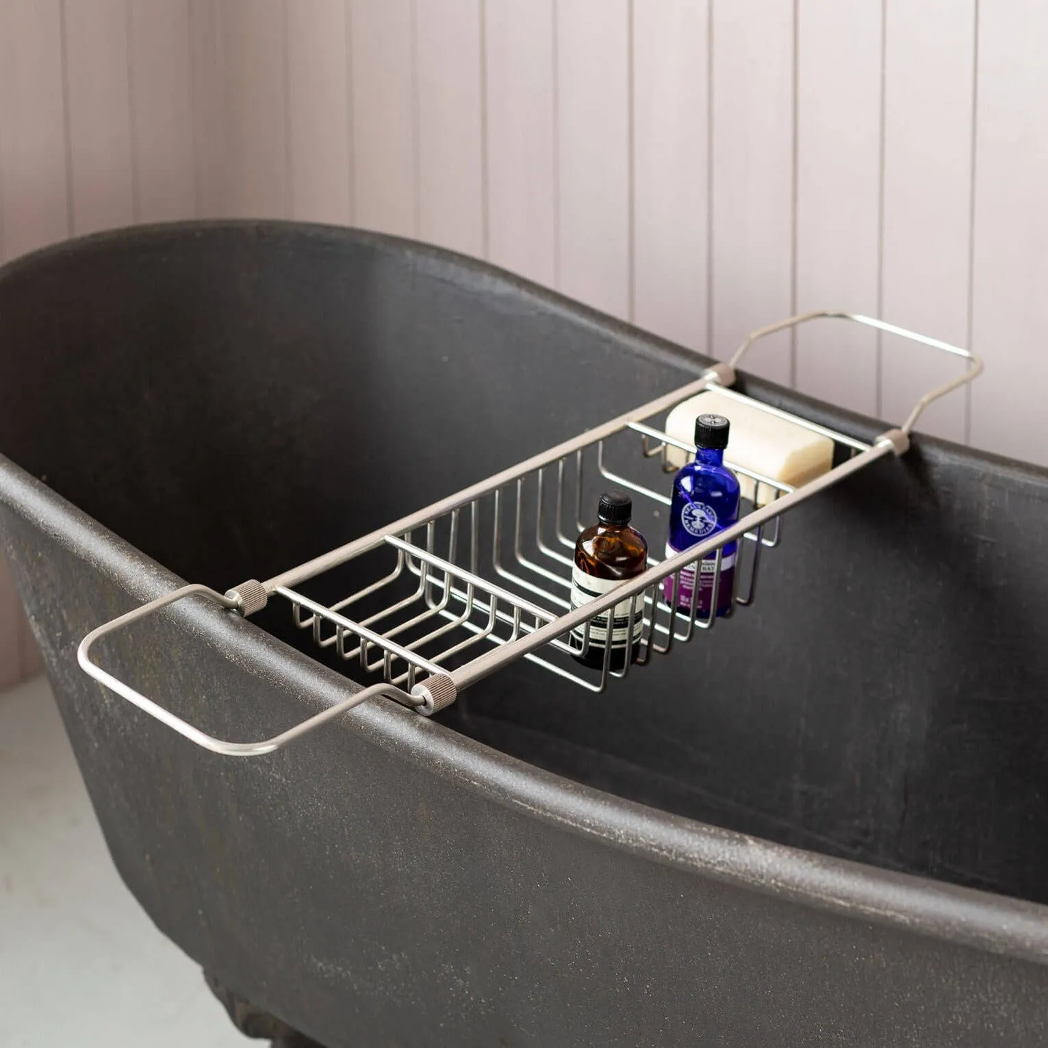 Over the Bath Tub Caddy - Antique Silver, Stainless Steel