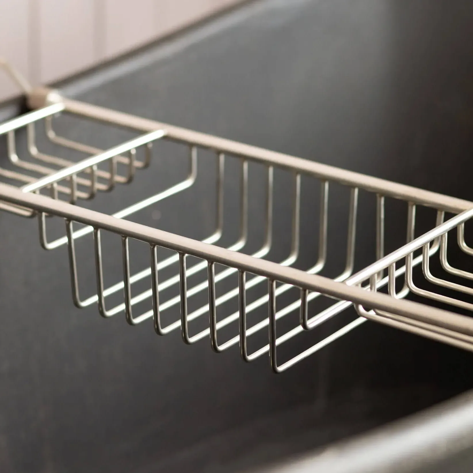 Over the Bath Tub Caddy - Antique Silver, Stainless Steel