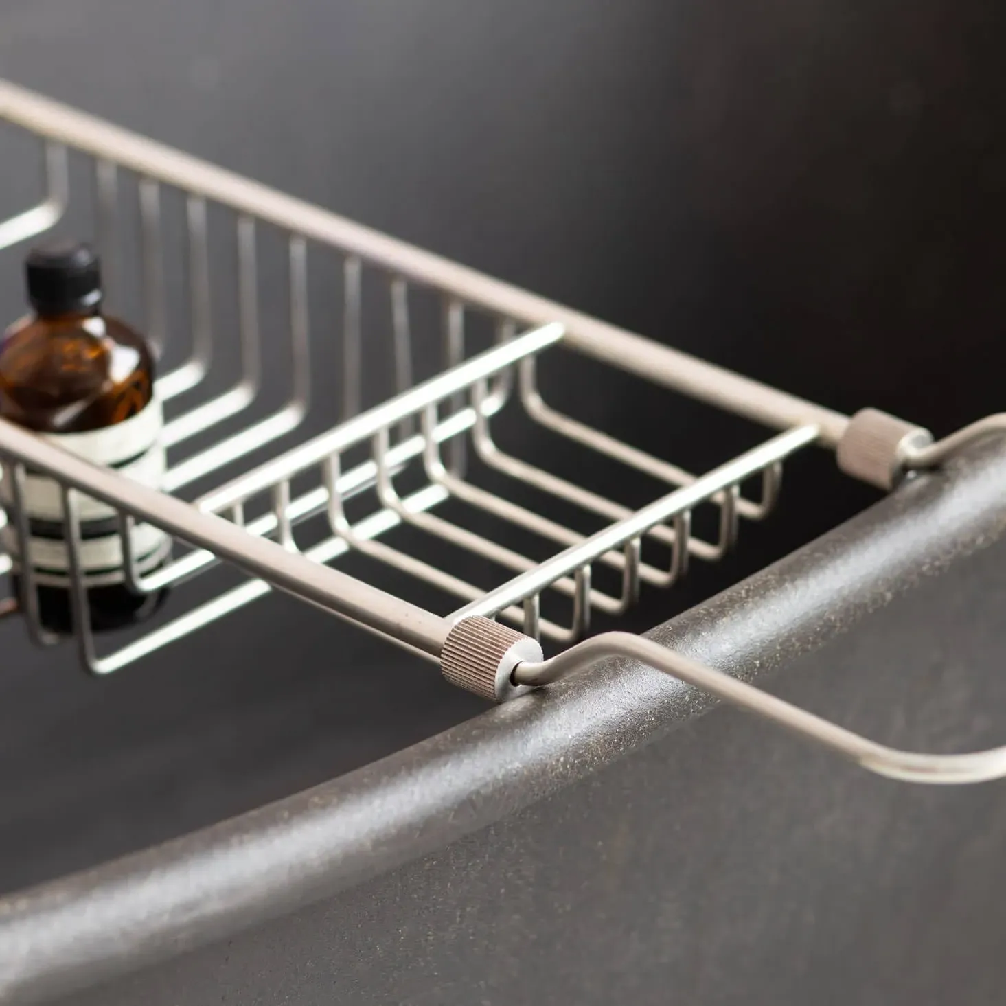 Over the Bath Tub Caddy - Antique Silver, Stainless Steel