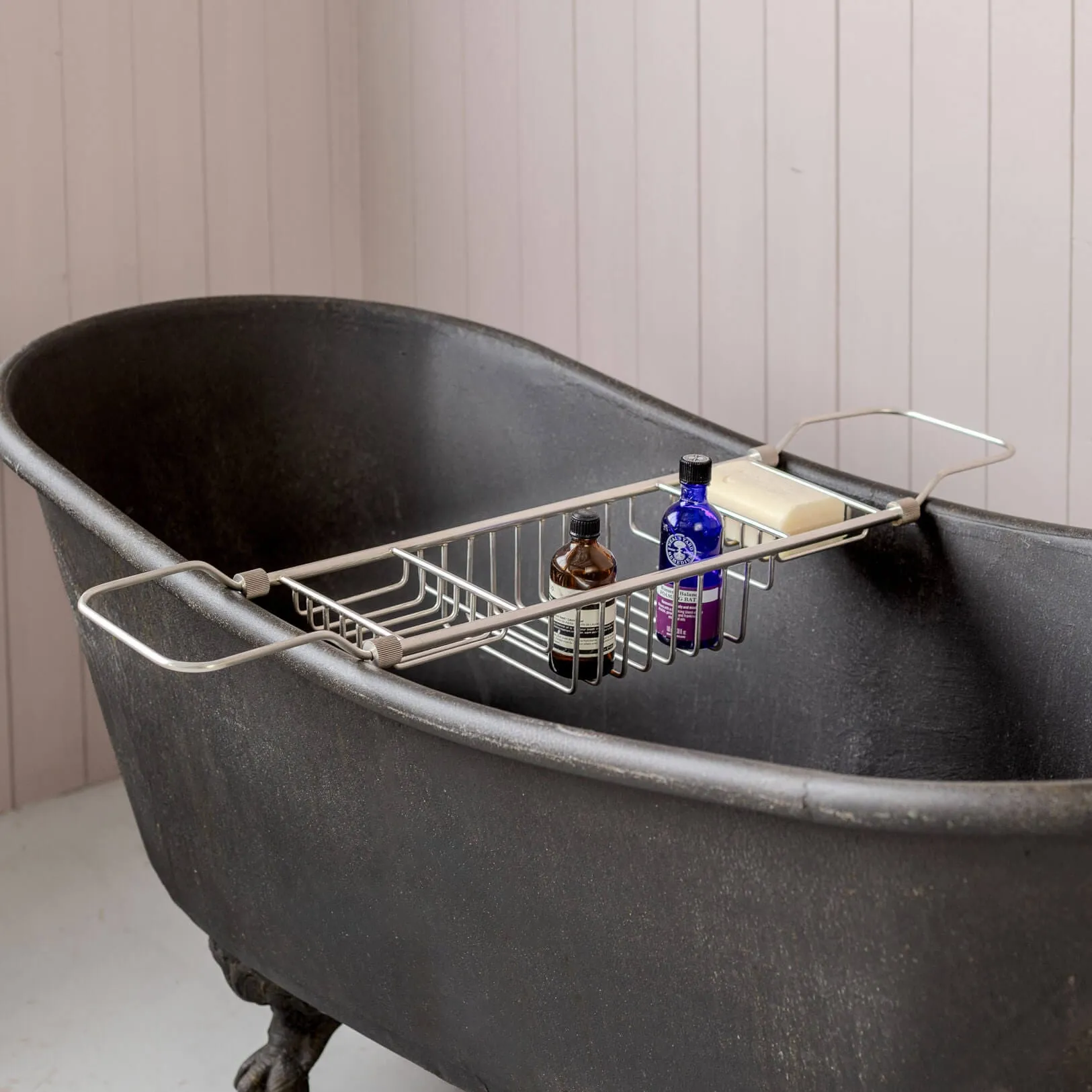 Over the Bath Tub Caddy - Antique Silver, Stainless Steel