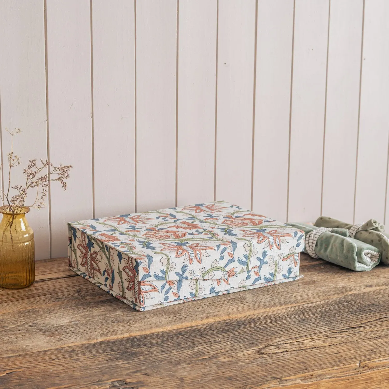 Padma Large Floral Storage Box - Cotton