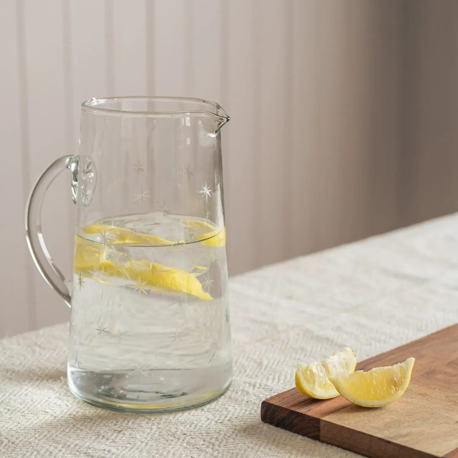 Palm Tree Cut Glass Jug - Clear