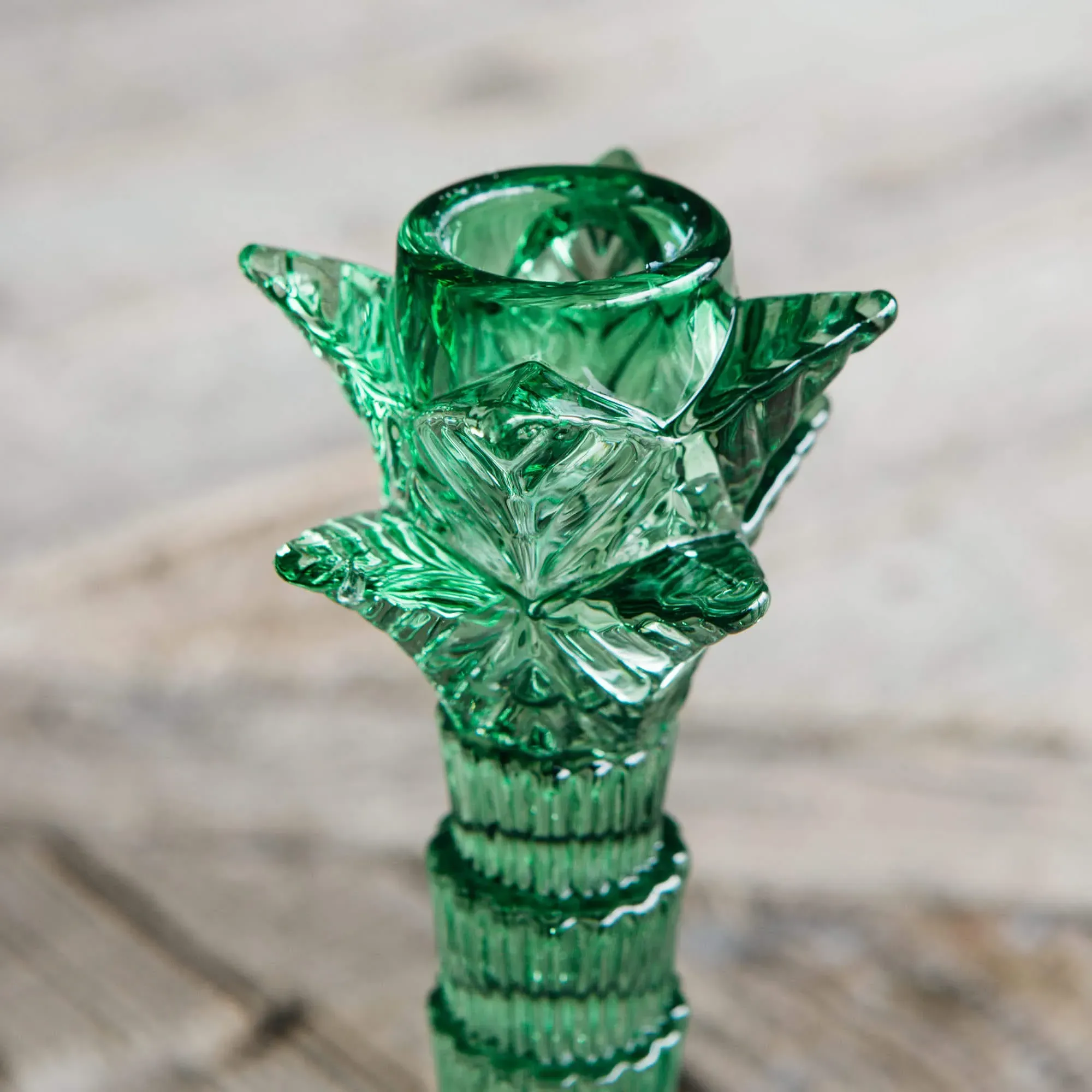 Palm Tree Glass Candle Holder - Green