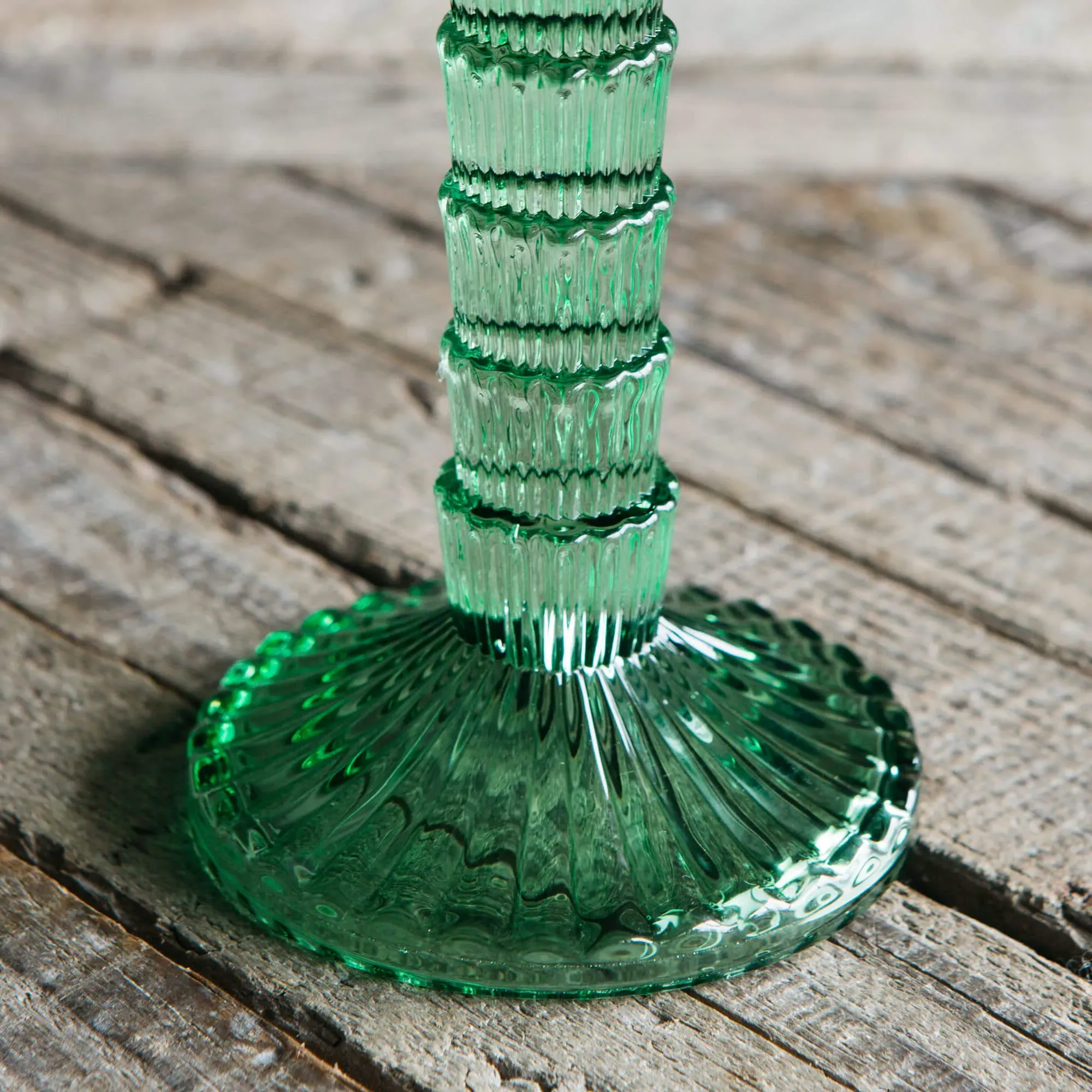 Palm Tree Glass Candle Holder - Green