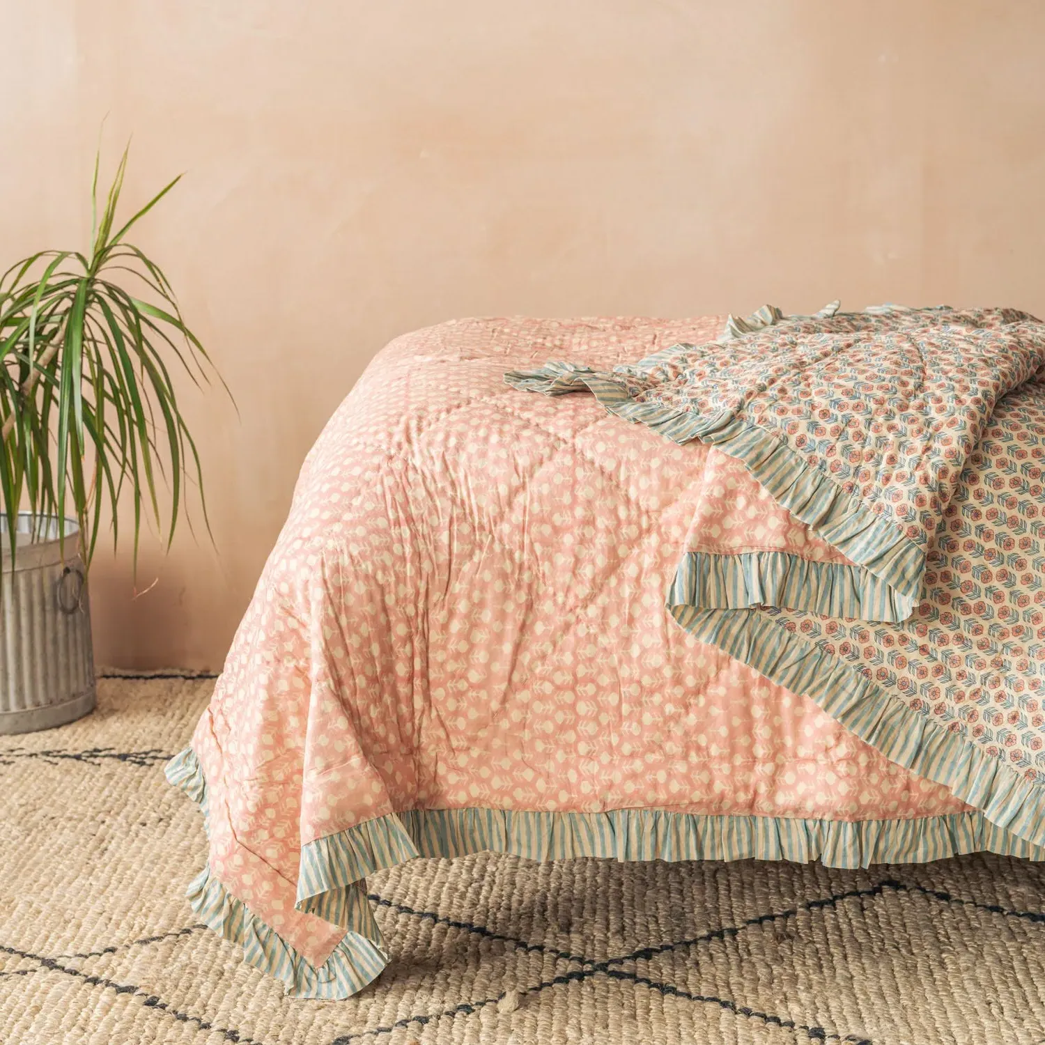 Paloma King Size Quilt - Blue, Cotton