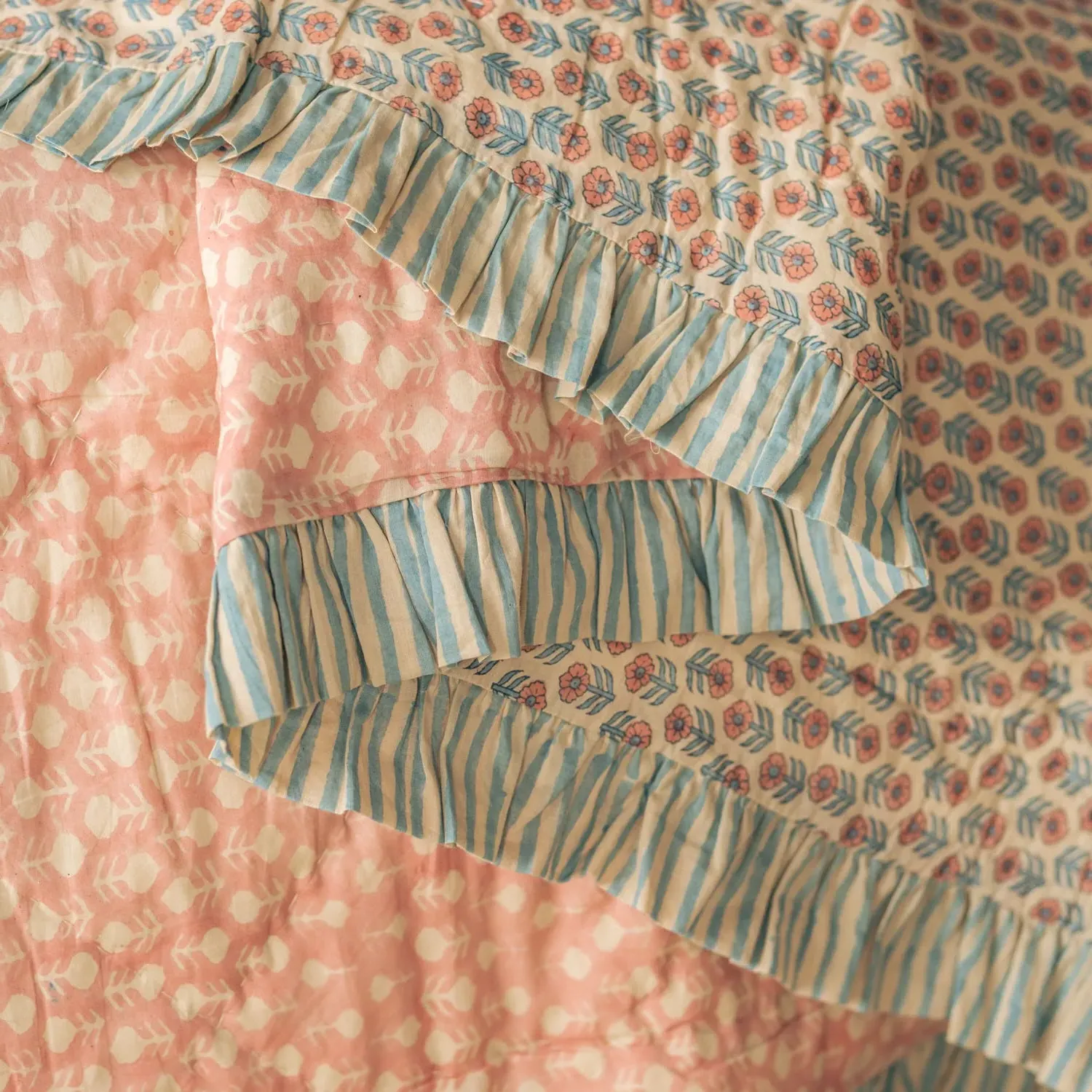 Paloma King Size Quilt - Blue, Cotton