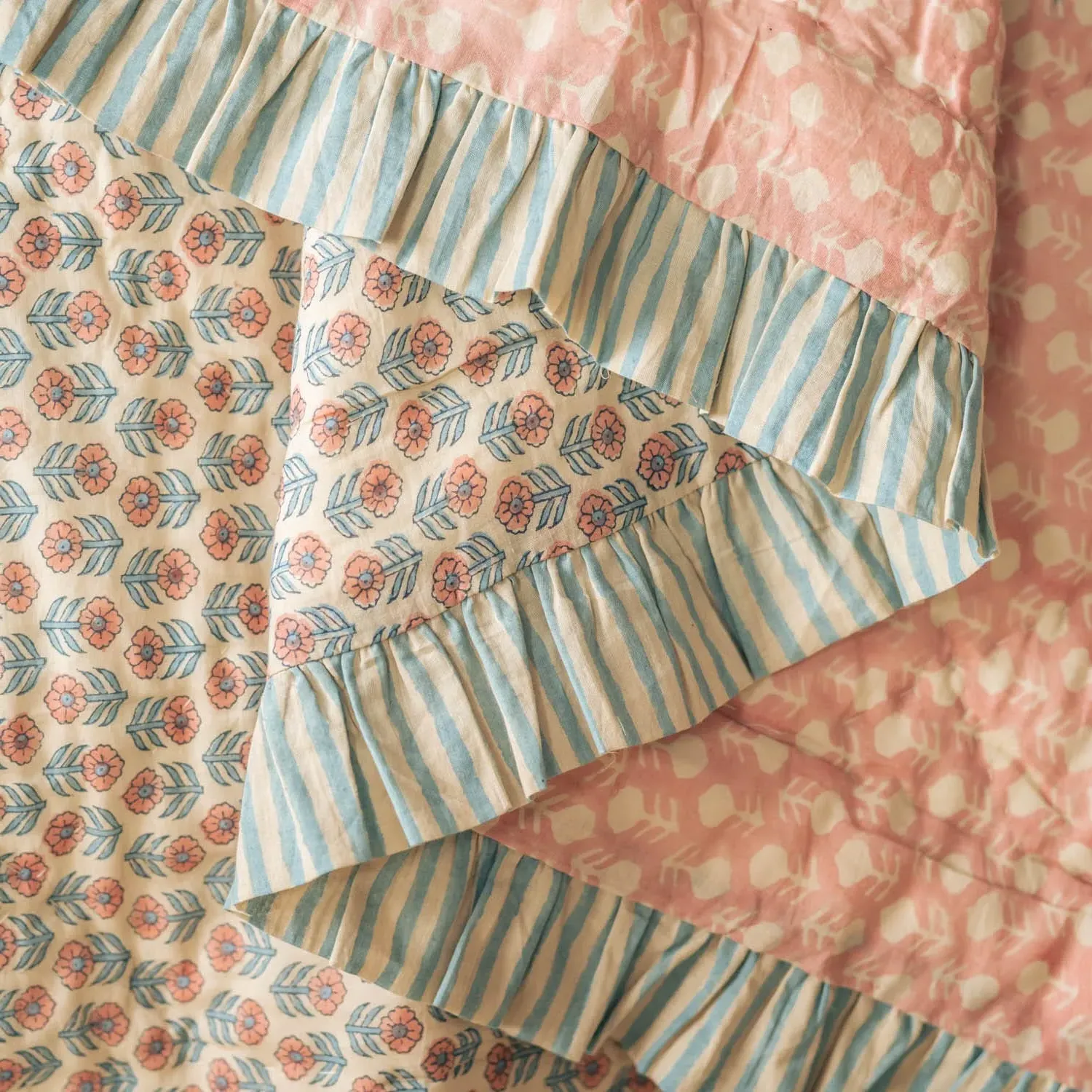 Paloma King Size Quilt - Blue, Cotton