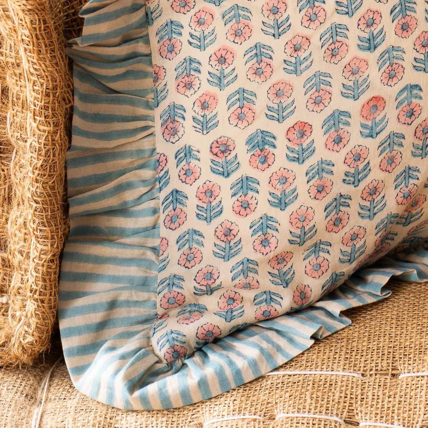 Paloma Square Cushion - Blue, Cotton