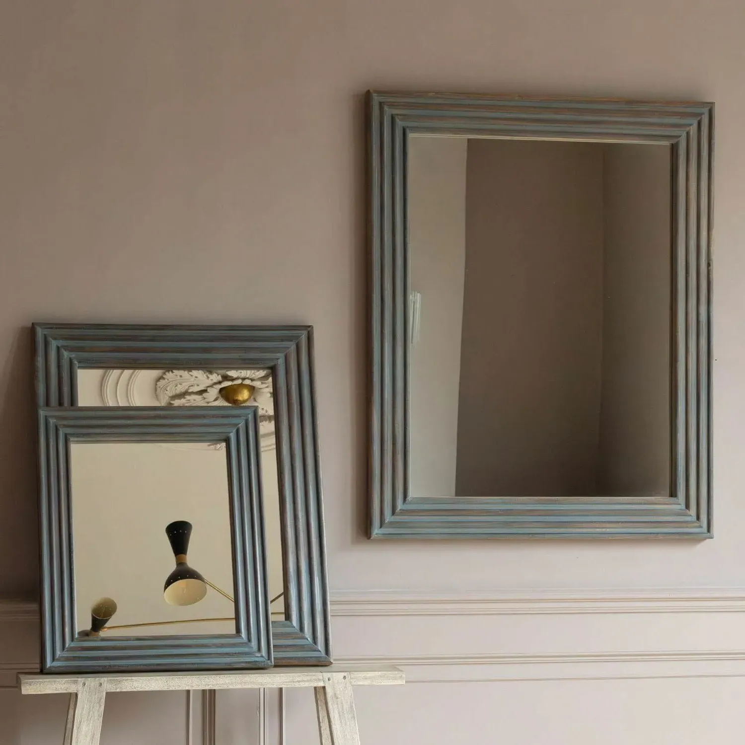 Park Large Wall Mirror - Blue-Grey, Mango Wood