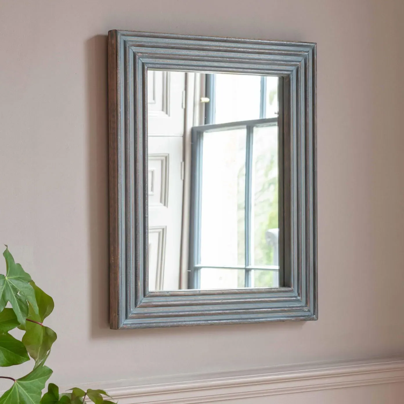 Park Small Wall Mirror - Blue-Grey, Mango Wood