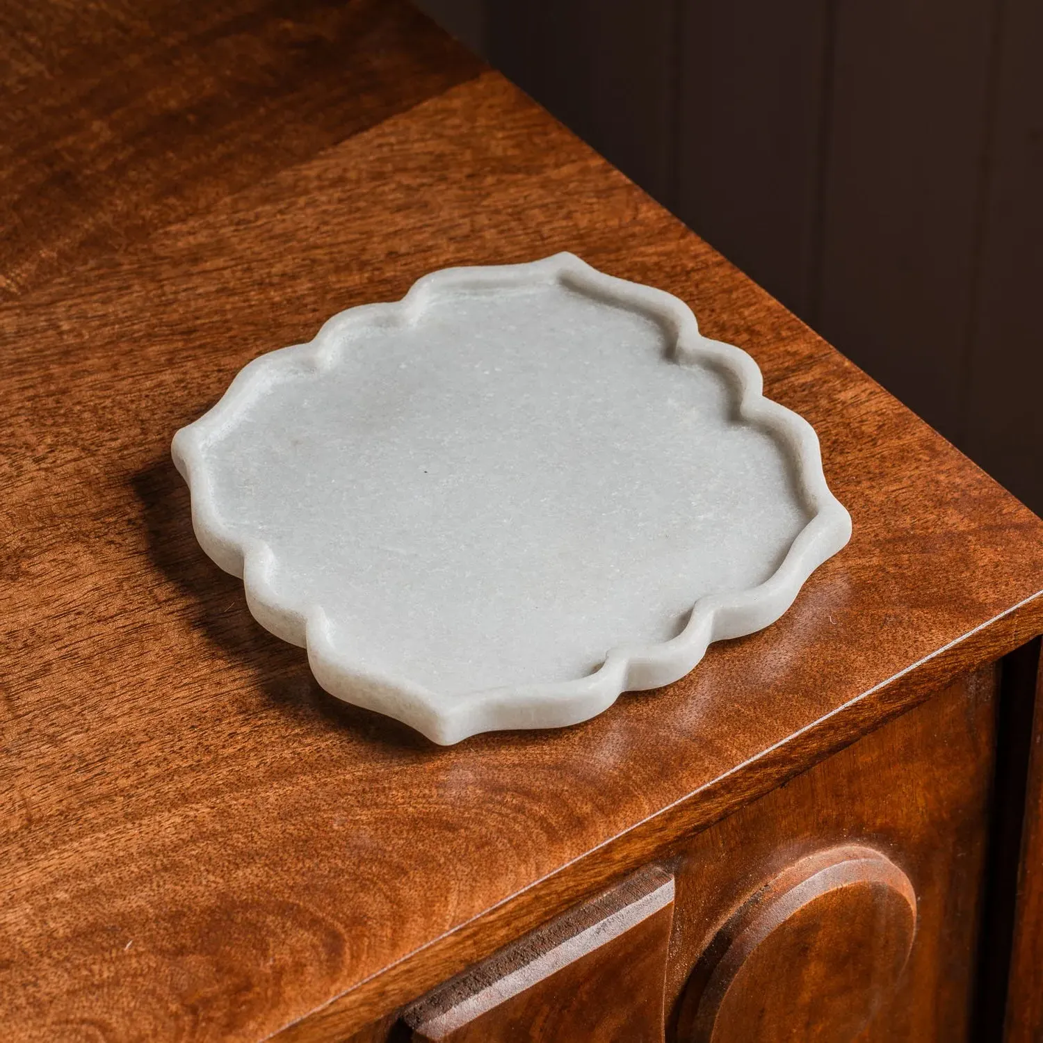 Petal Marble Decorative Trinket Plate - Ivory