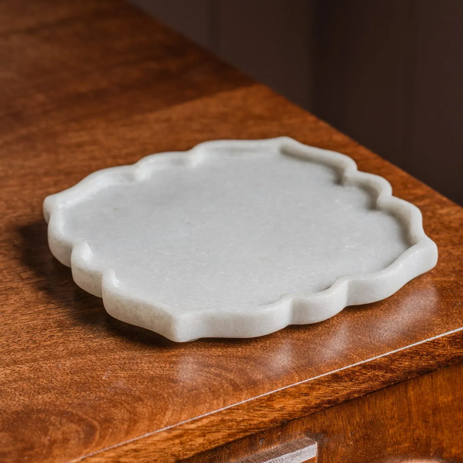 Petal Marble Decorative Trinket Plate - Ivory