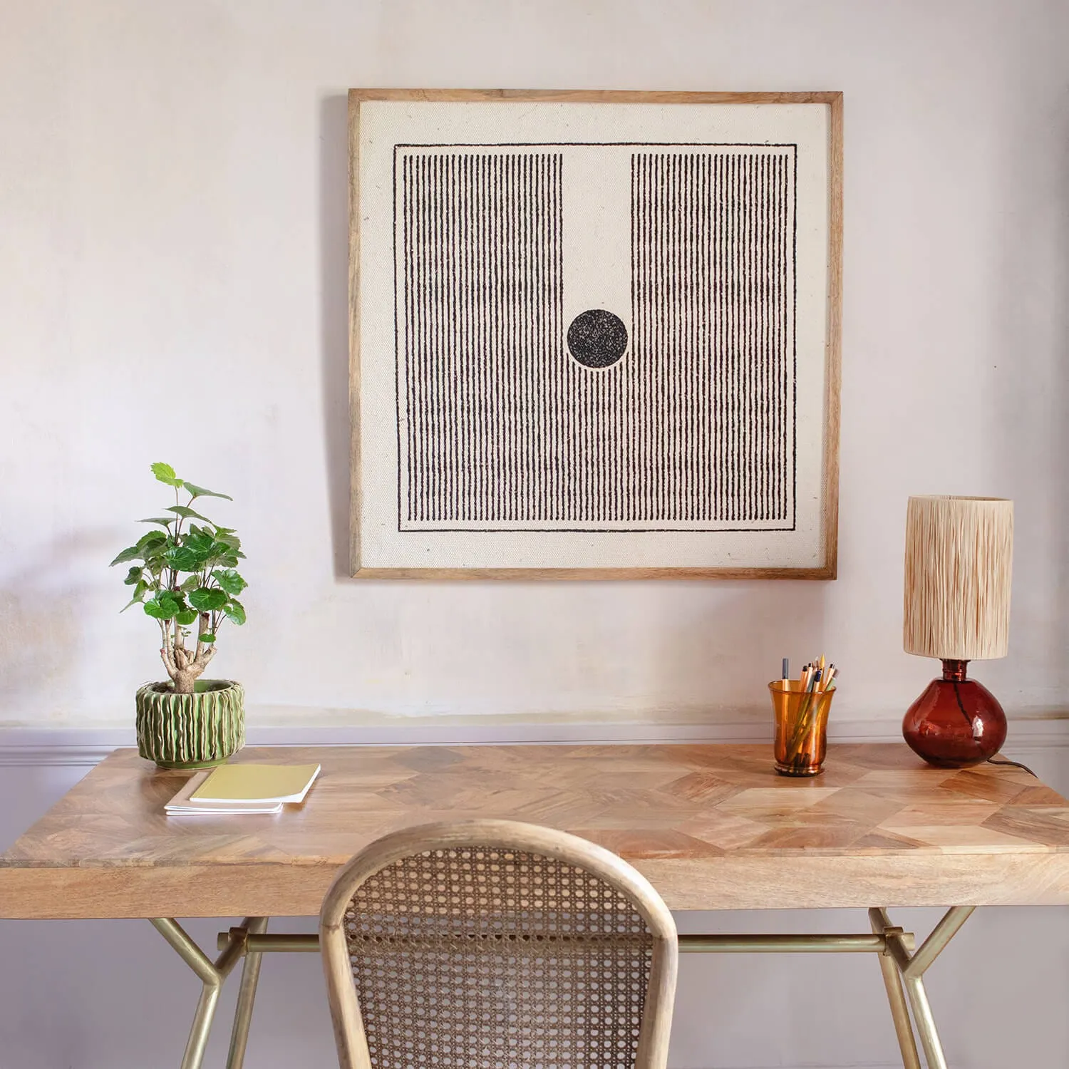 Piet Abstract Wall Art - Natural, Mango Wood image