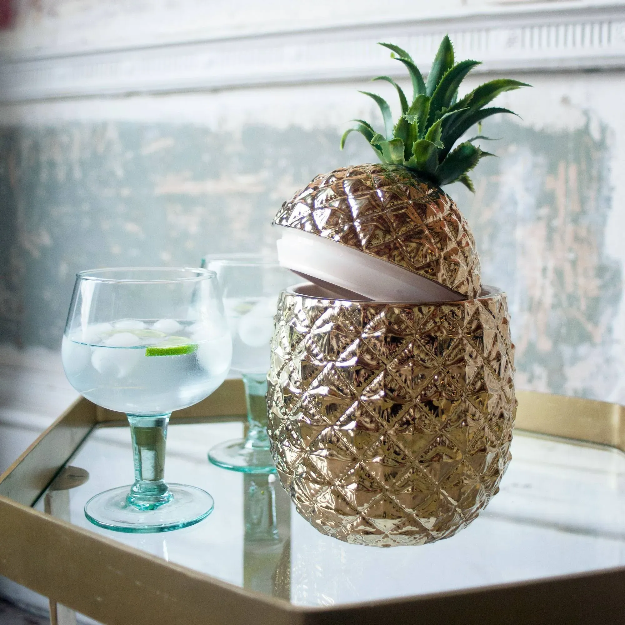 Pineapple Ice Bucket - Gold, Ceramic image