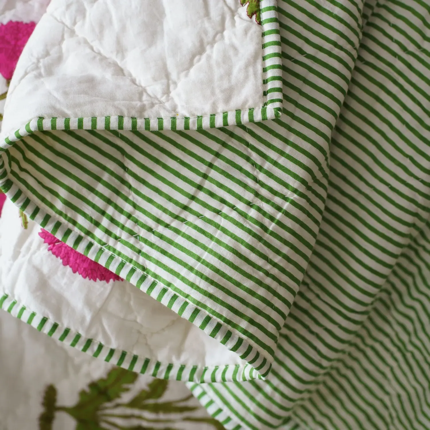 Pink Poppy King Size Quilt - Cotton