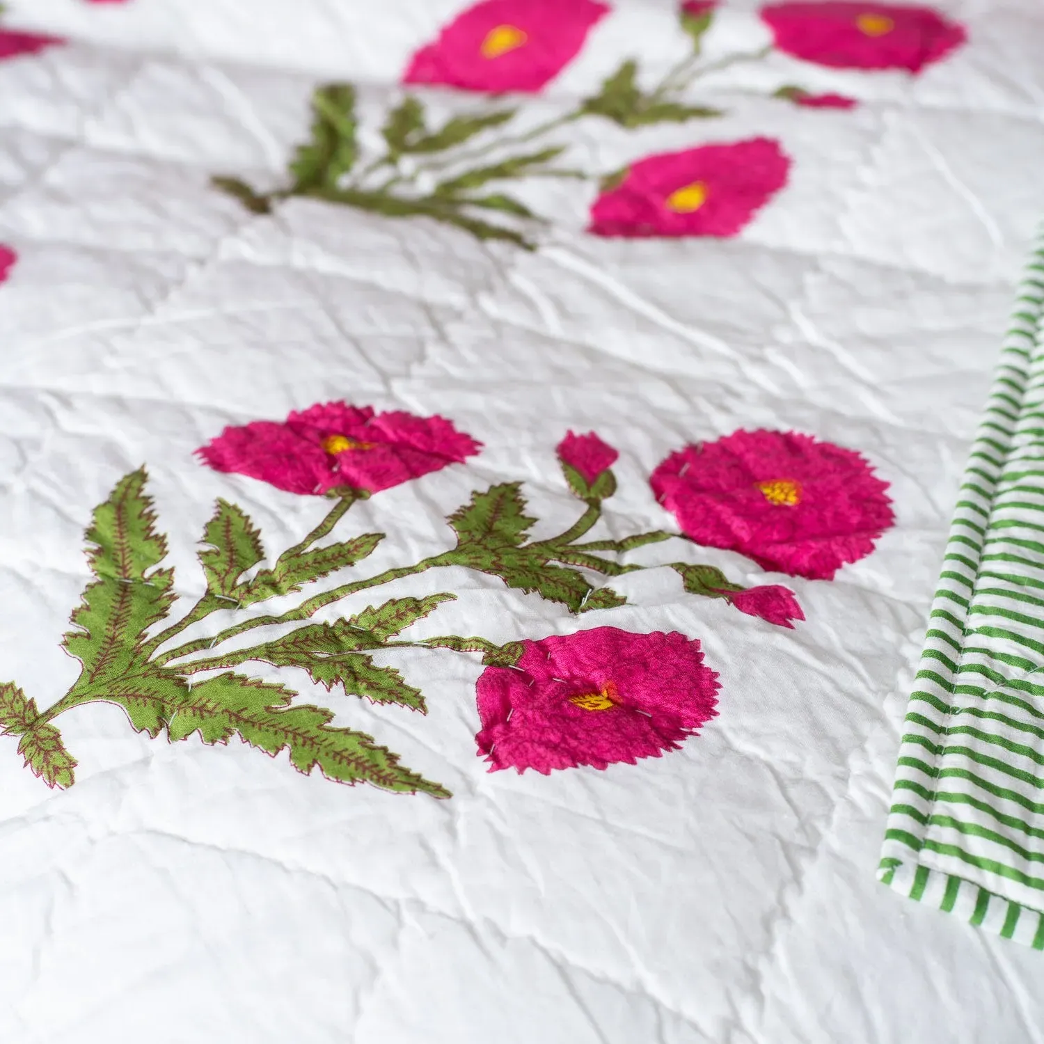 Pink Poppy King Size Quilt - Cotton