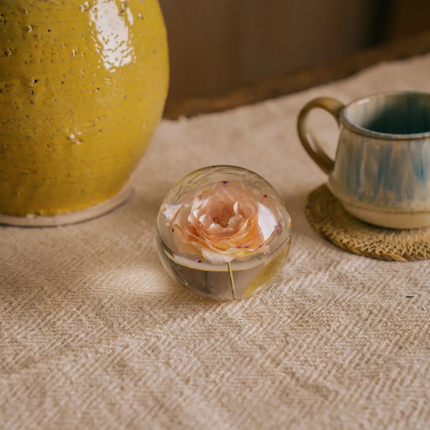 Pink Rose Clear Resin Ball - Pink, Epoxy Resin