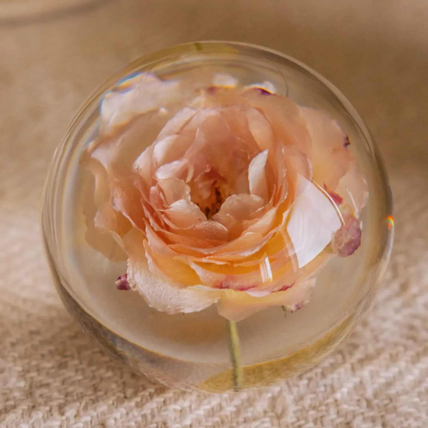 Pink Rose Clear Resin Ball - Pink, Epoxy Resin
