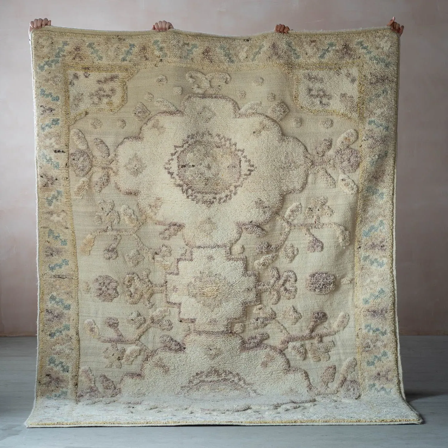 Posey Knotted Wool Rug - Beige, Wool image