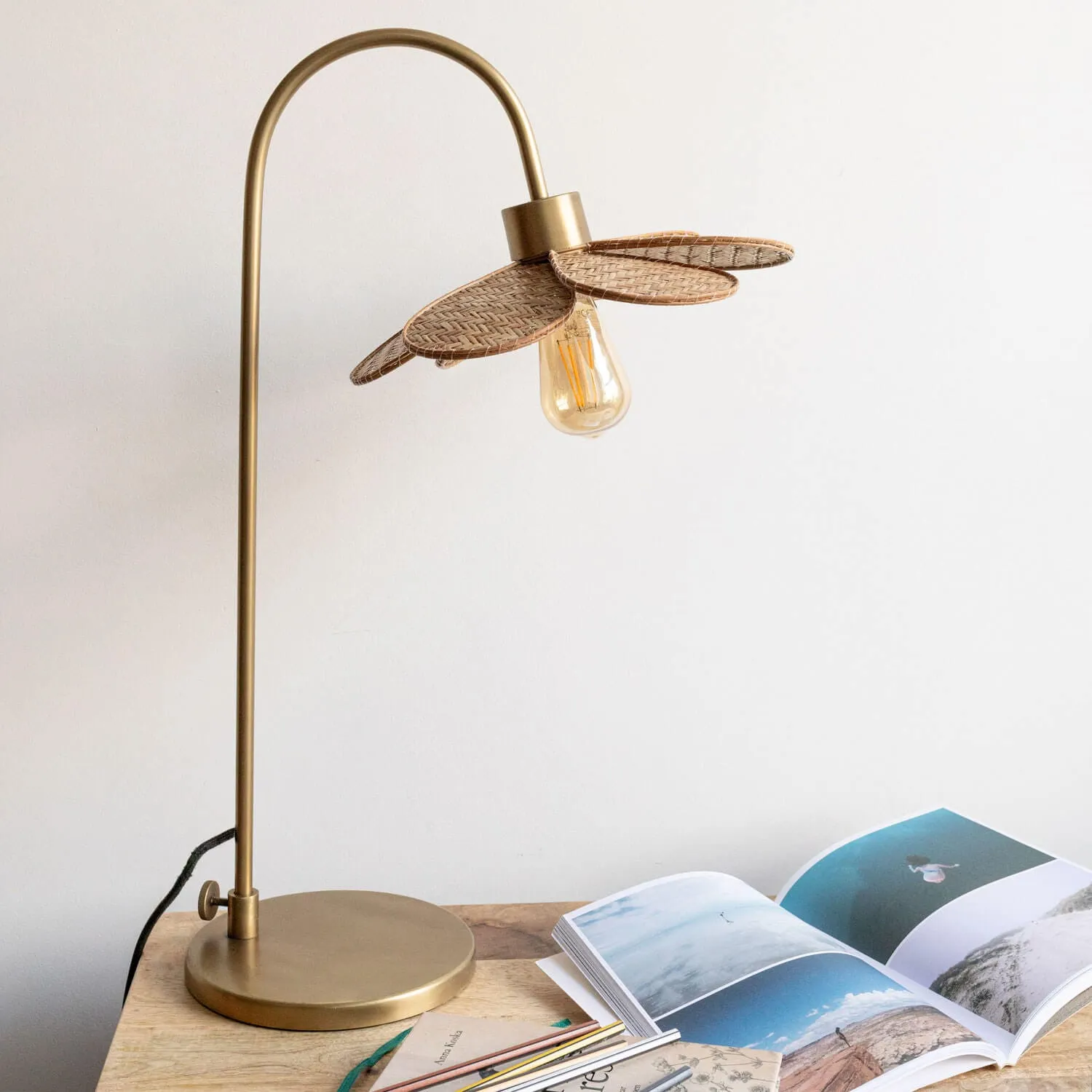 Primrose Table Lamp - Brass, Wicker image