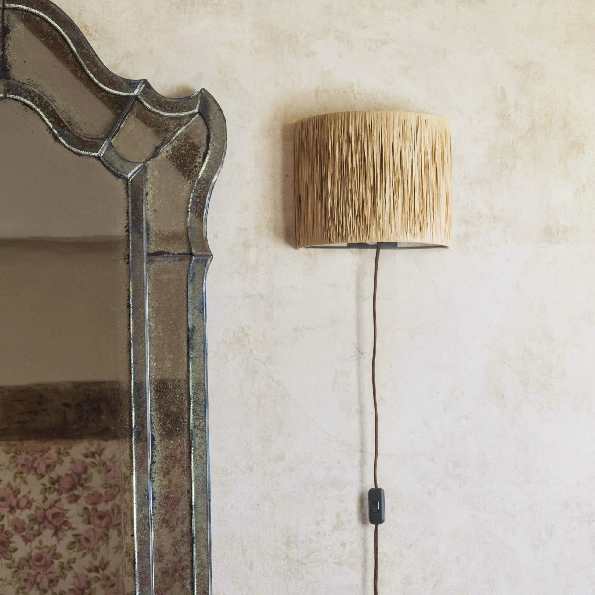 Raffia Wall Light - Natural, Metal image