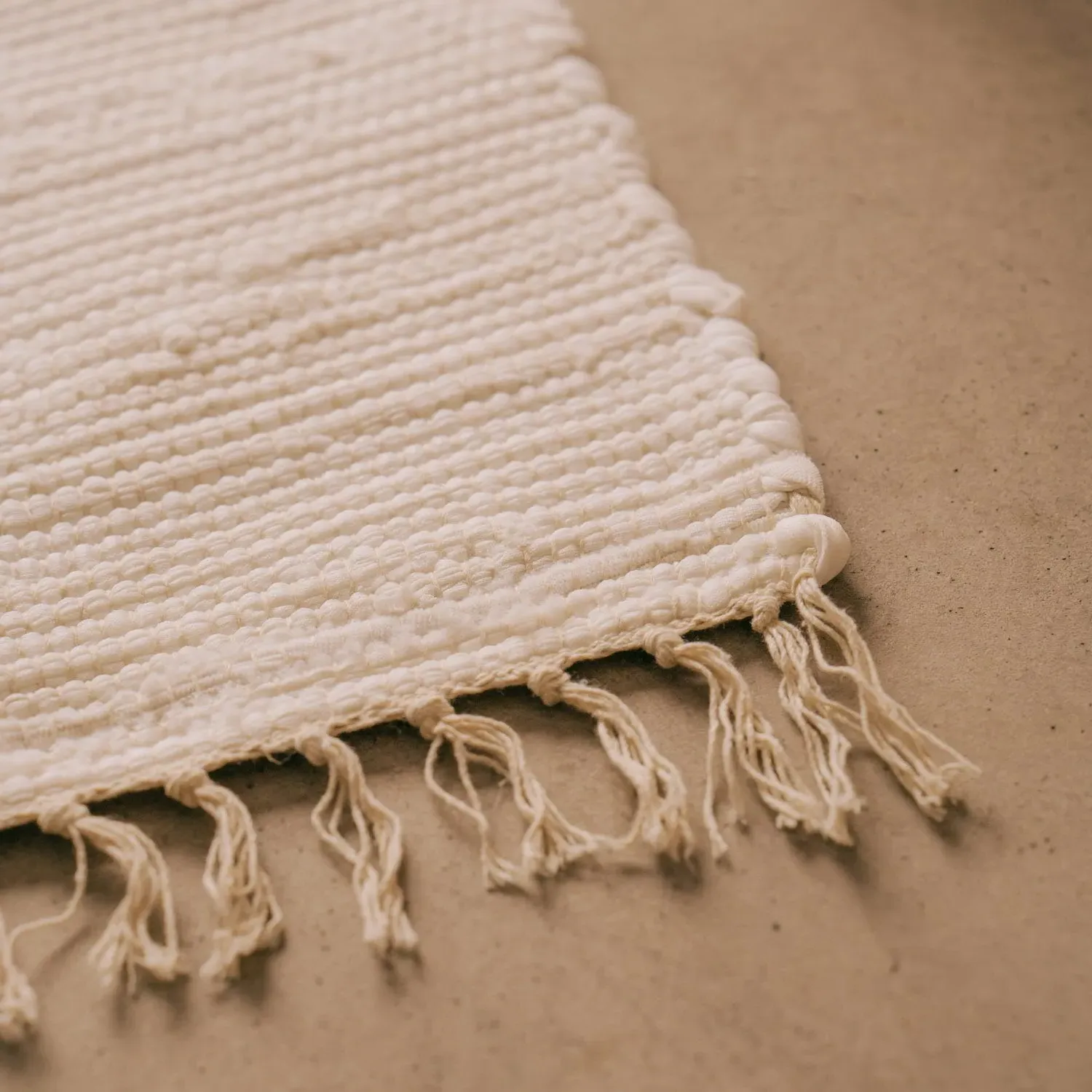 Rag Rug Floor Runner - Cream, Cotton