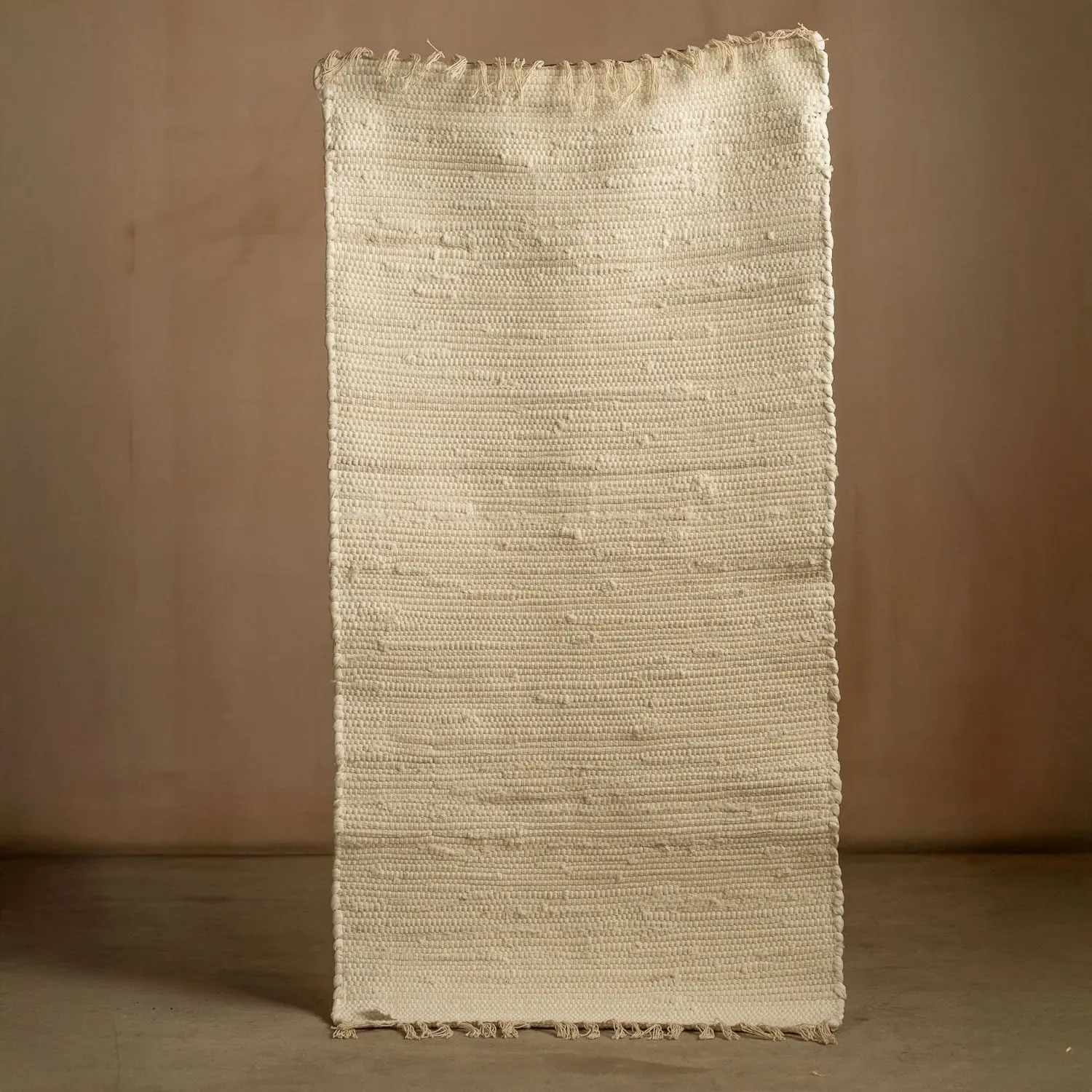 Rag Rug Floor Runner - Cream, Cotton image