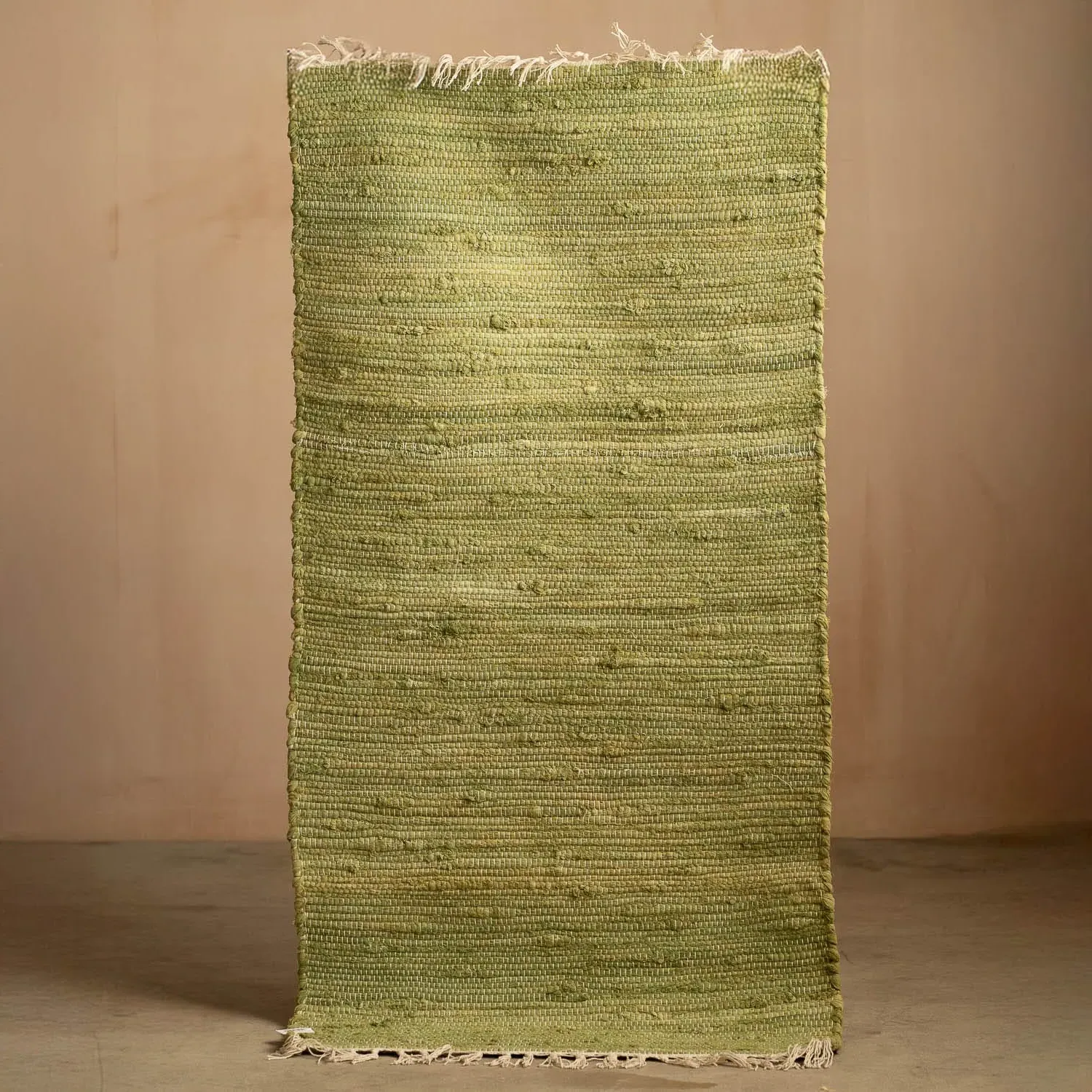 Rag Rug Floor Runner - Green, Cotton