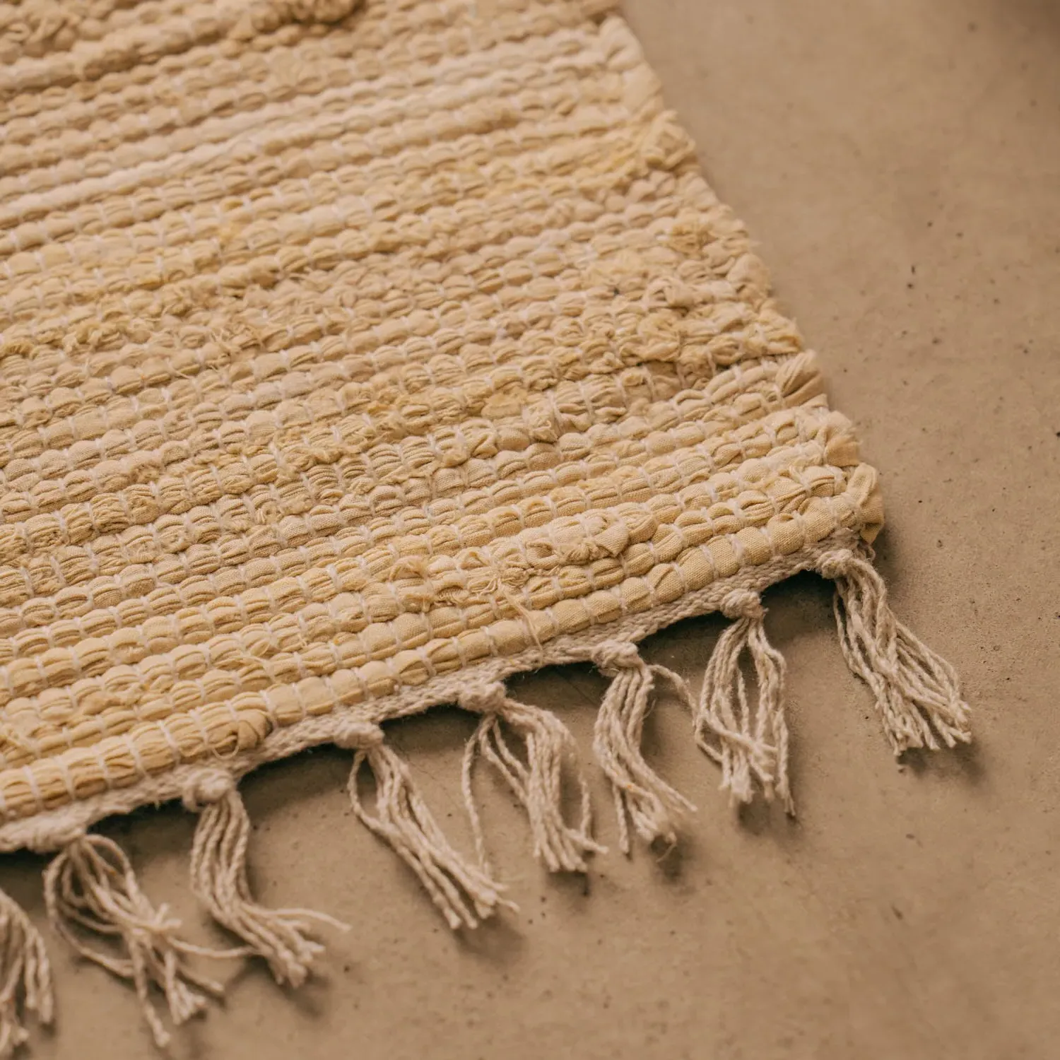 Rag Rug Floor Runner - Natural, Cotton
