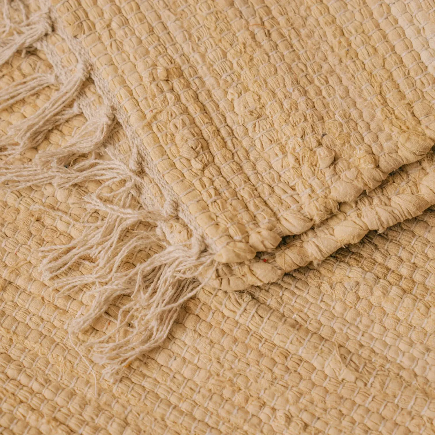 Rag Rug Floor Runner - Natural, Cotton