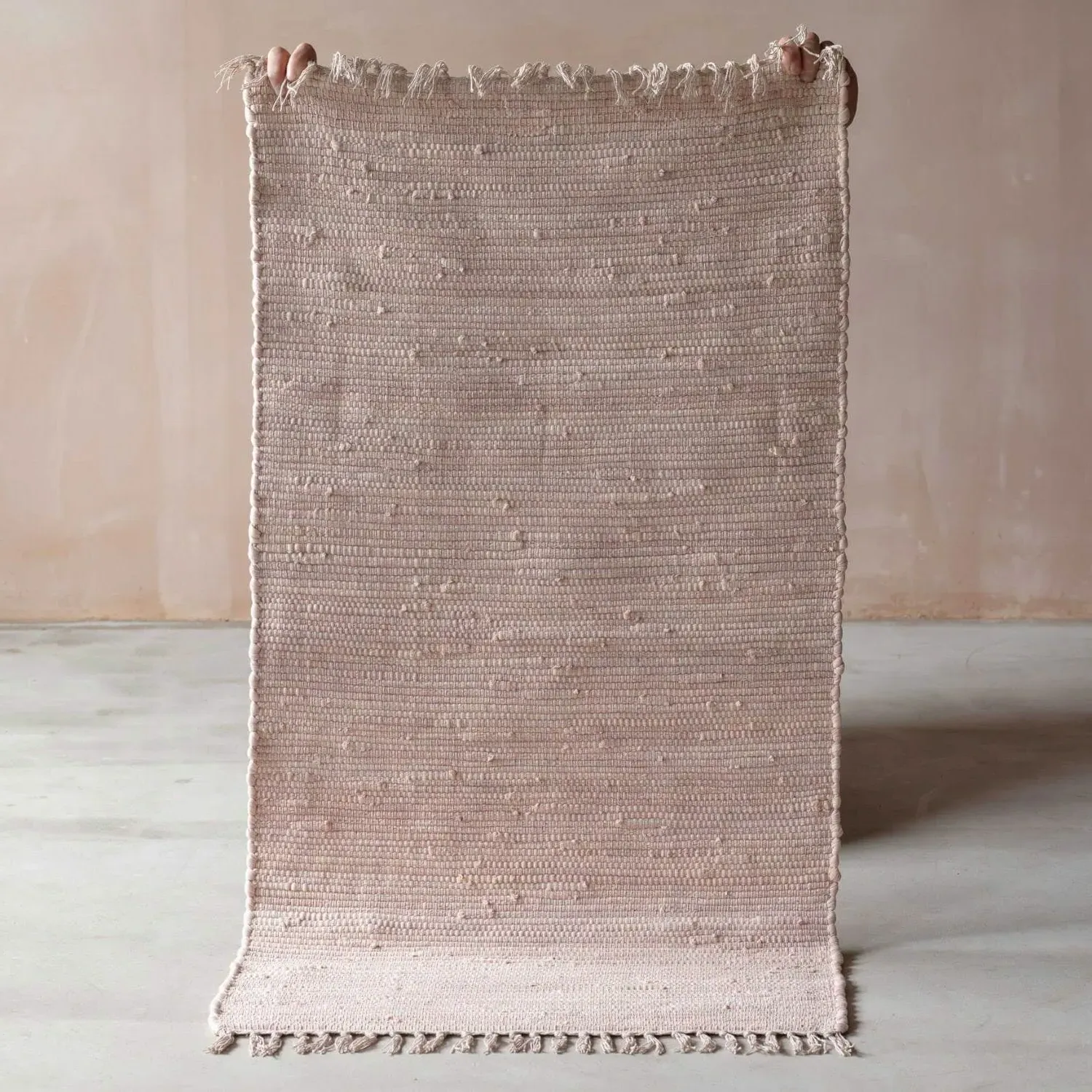 Rag Rug Floor Runner - Rose Pink, Cotton