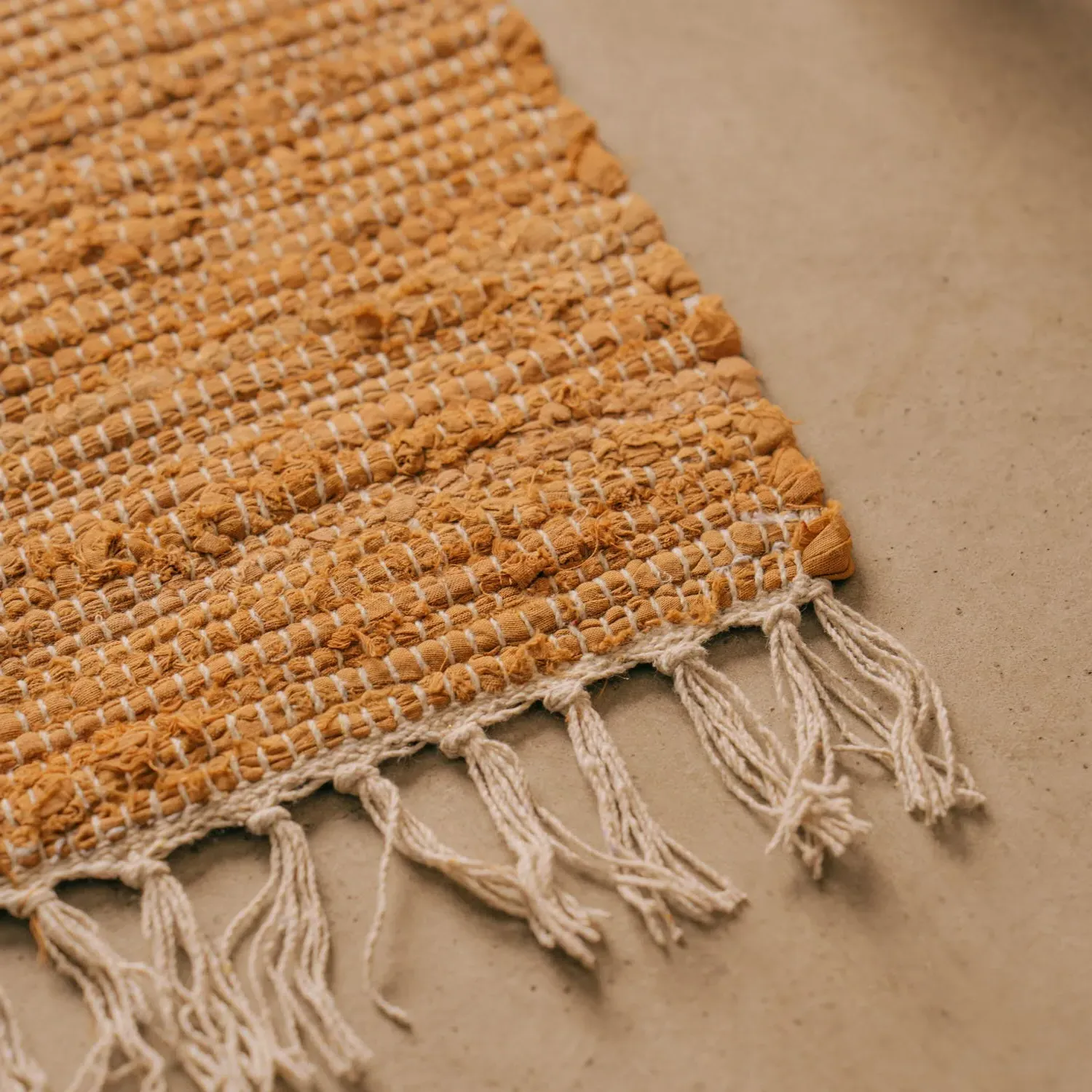 Rag Rug Floor Runner - Rust, Cotton