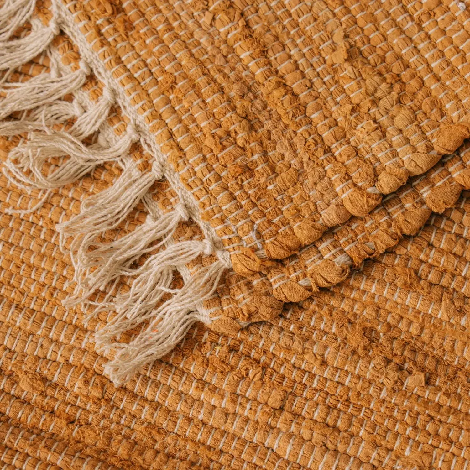 Rag Rug Floor Runner - Rust, Cotton