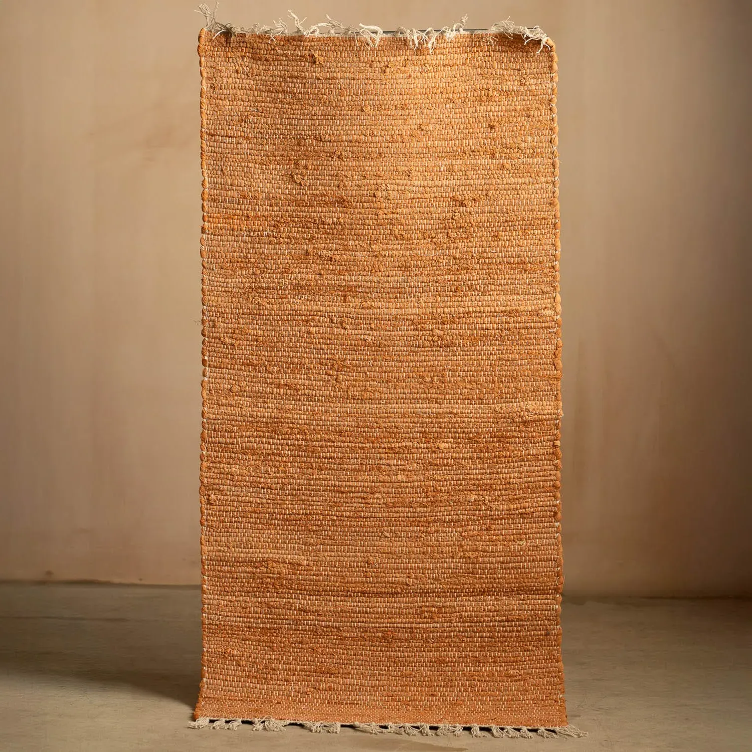 Rag Rug Floor Runner - Rust, Cotton