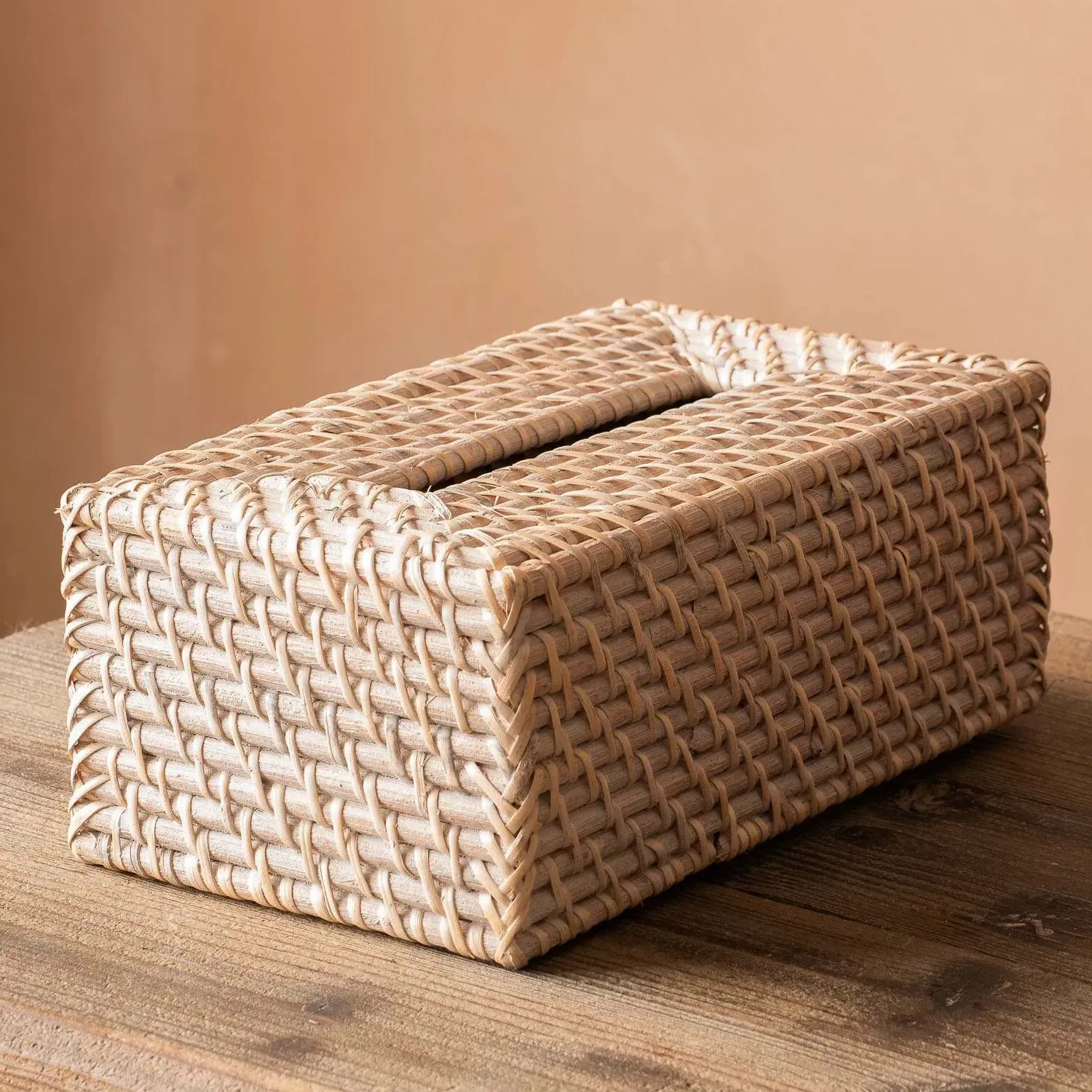 Rectangular Tissue Box Holder - Whitewash, Rattan