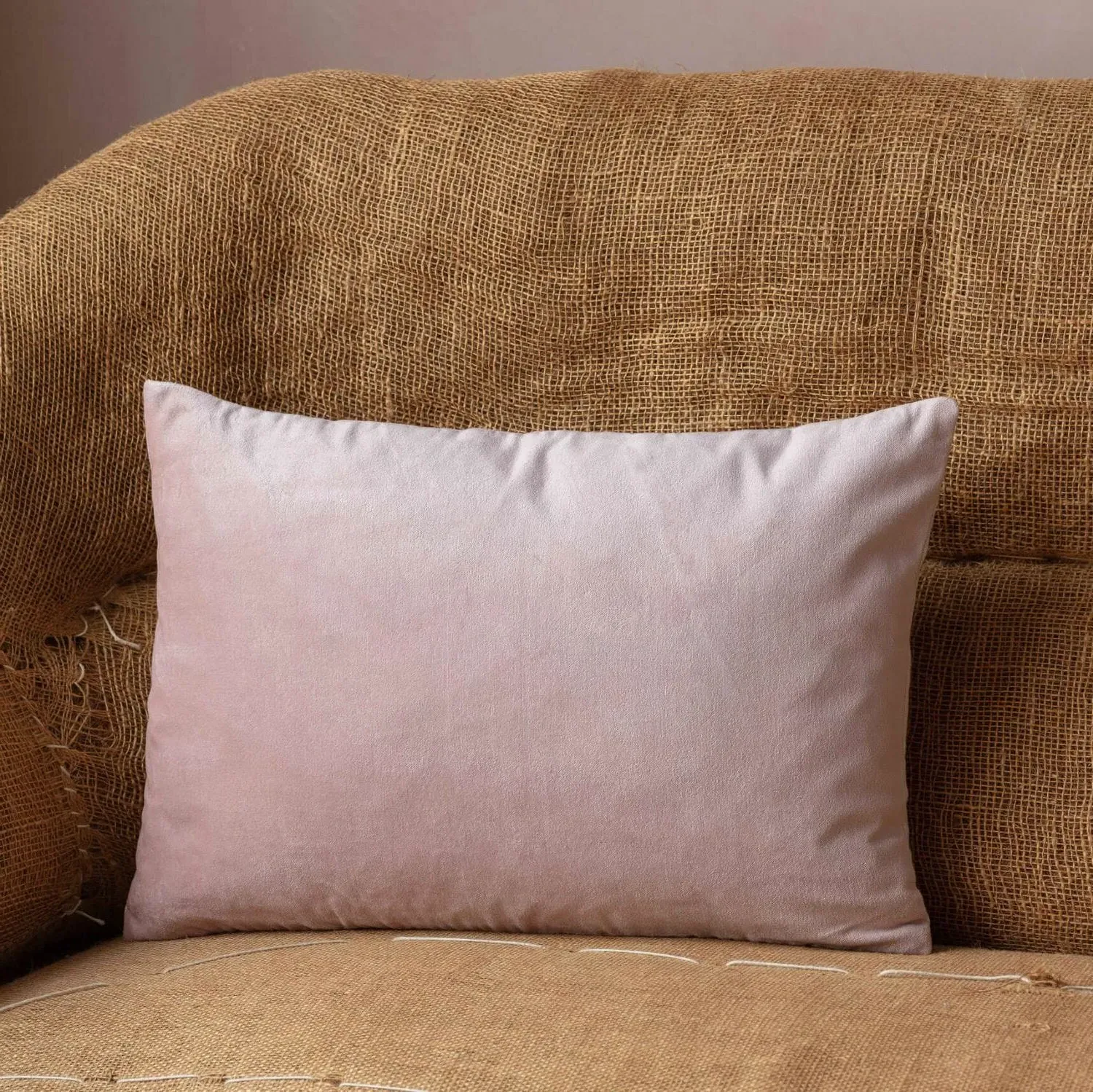 Rectangular Velvet Cushion - Pink, Linen