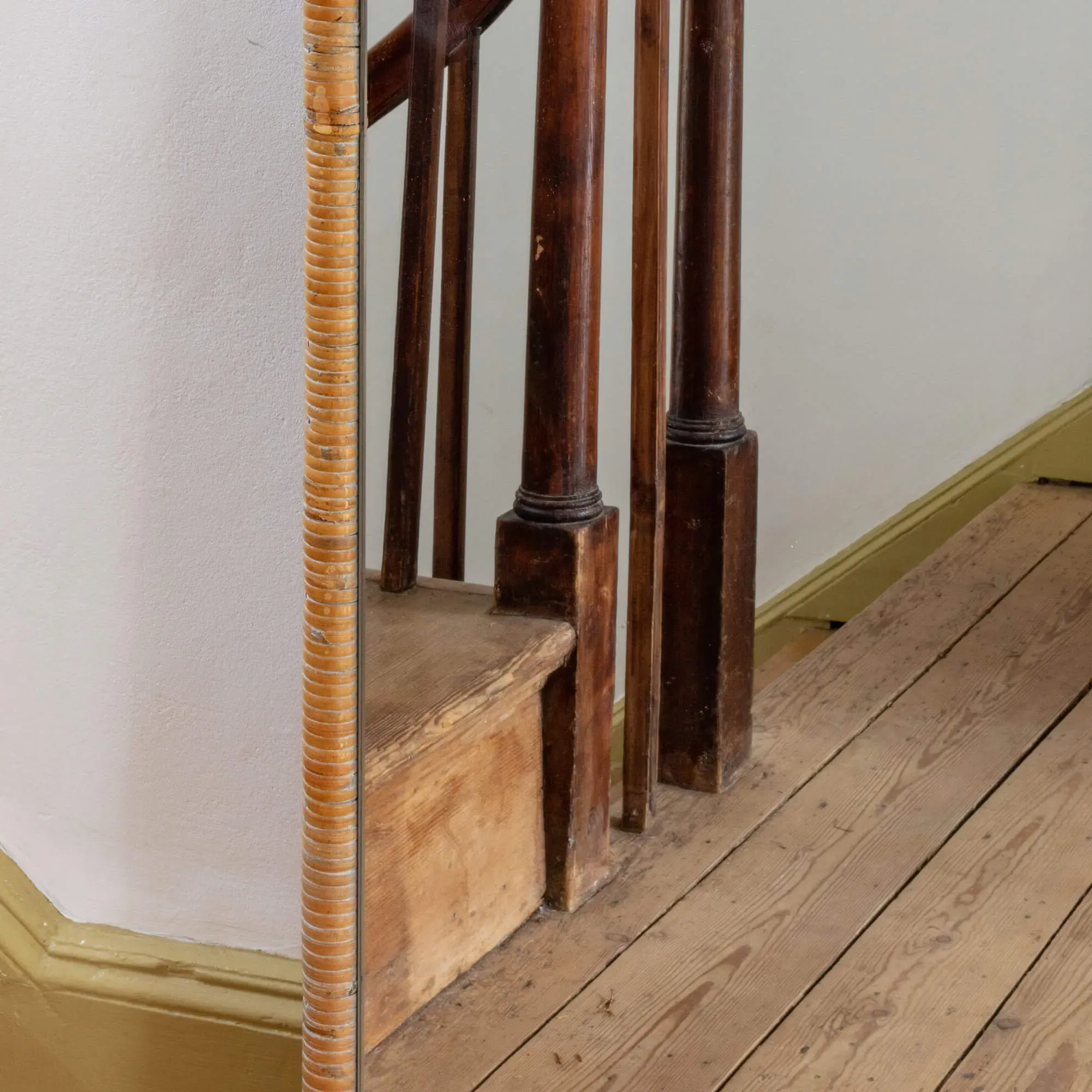 Rectangular Wall Mirror with Hooks - Rattan Style