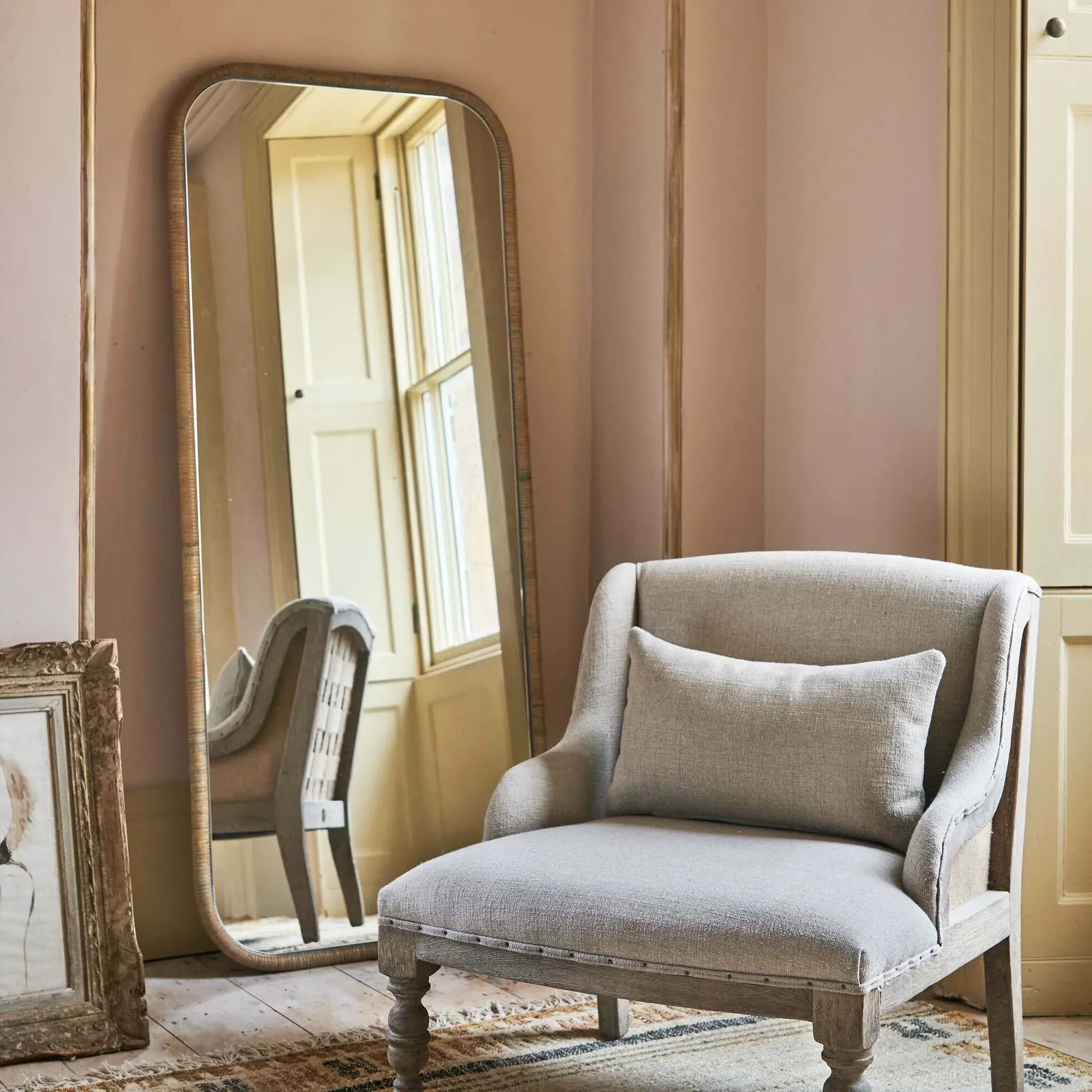 Rectangular Wall Mirror with Hooks - Rattan Style