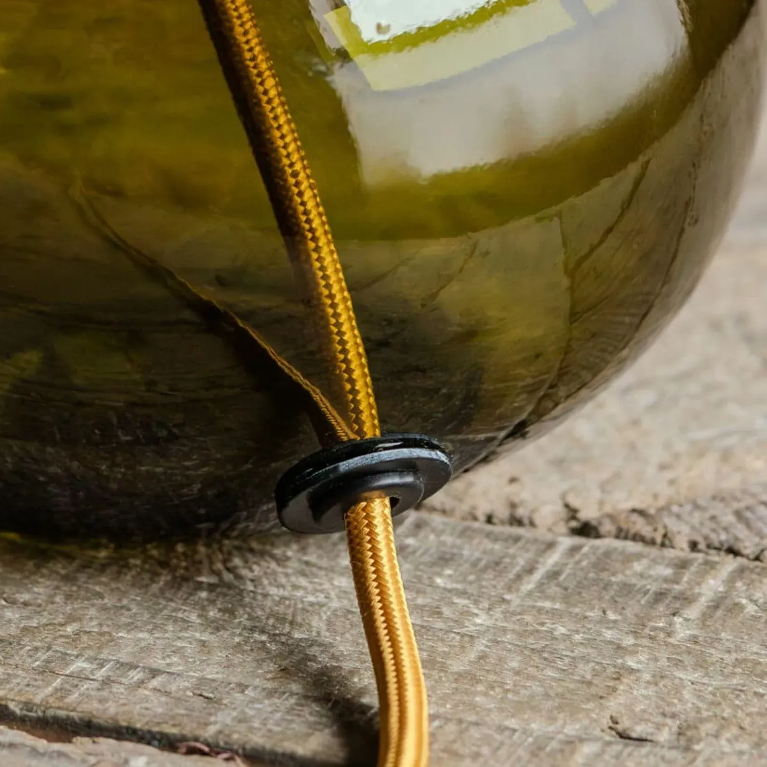 Recycled Glass Table Lamp - Olive Green