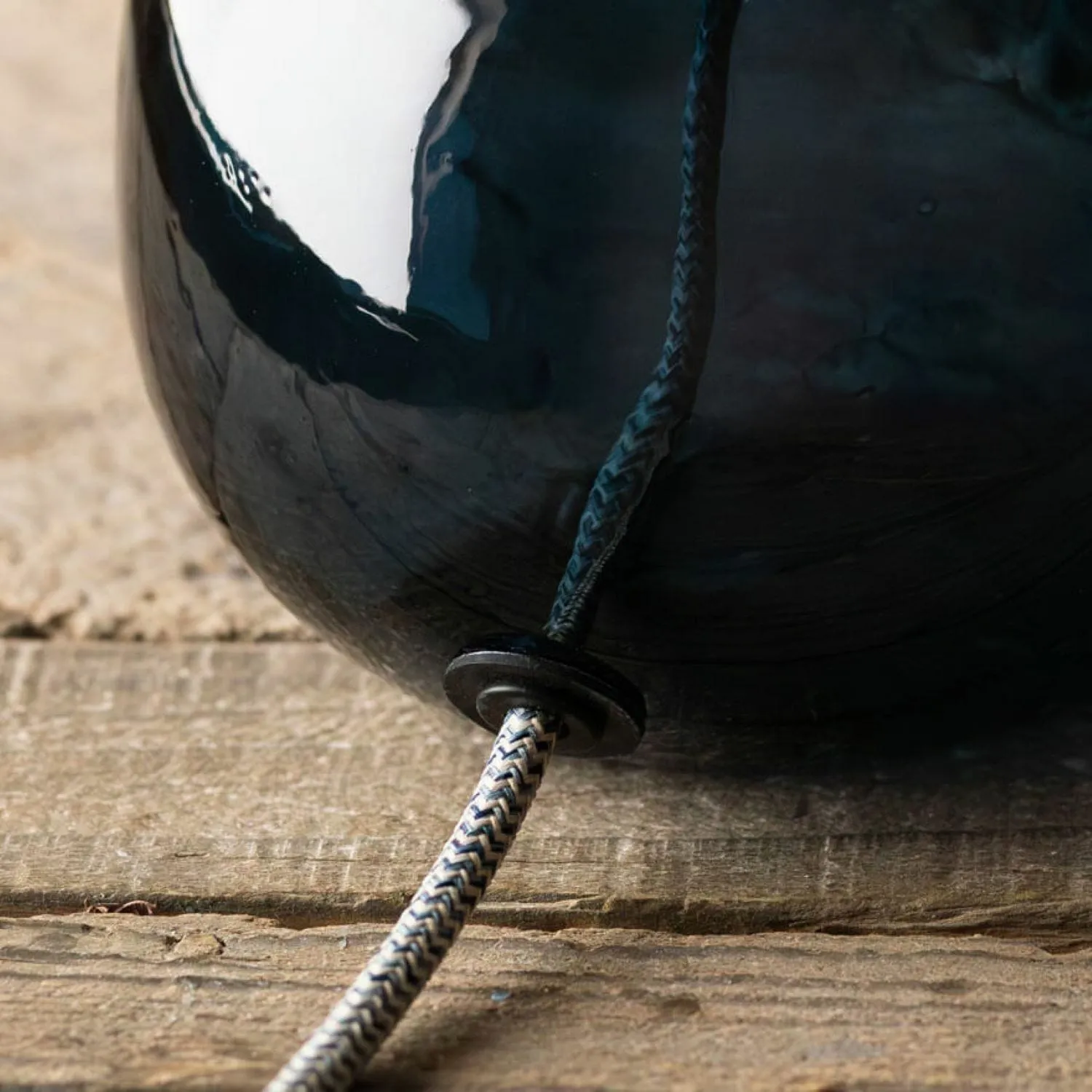 Recycled Glass Table Lamp - Petrol Blue